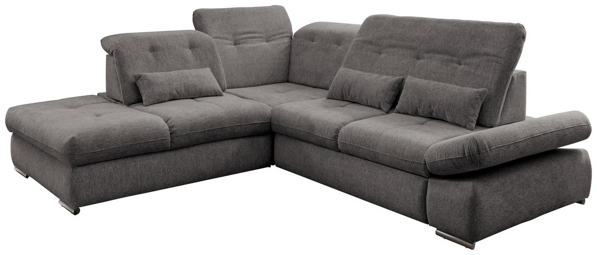 Wohnlandschaft Dalida Braun/Grau Chenille - Chromfarben/Braun, Design, Textil/Metall (254/280cm) - Livetastic