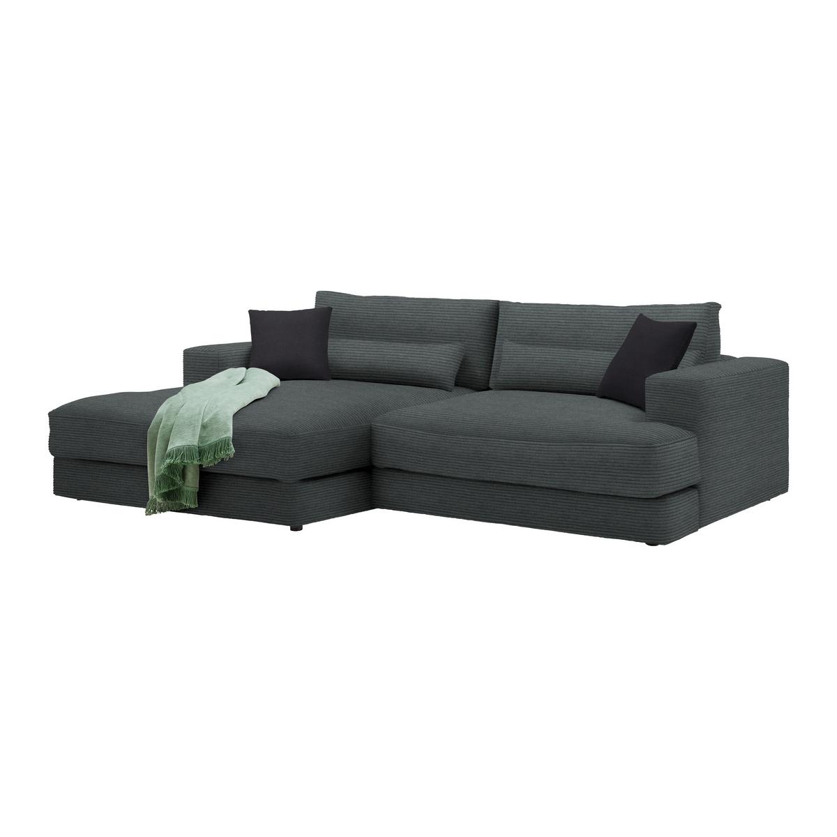 Ecksofa Fabiona links Graphitfarben - Graphitfarben/Schwarz, MODERN, Holz/Kunststoff (194/85/268cm) - Premium Living
