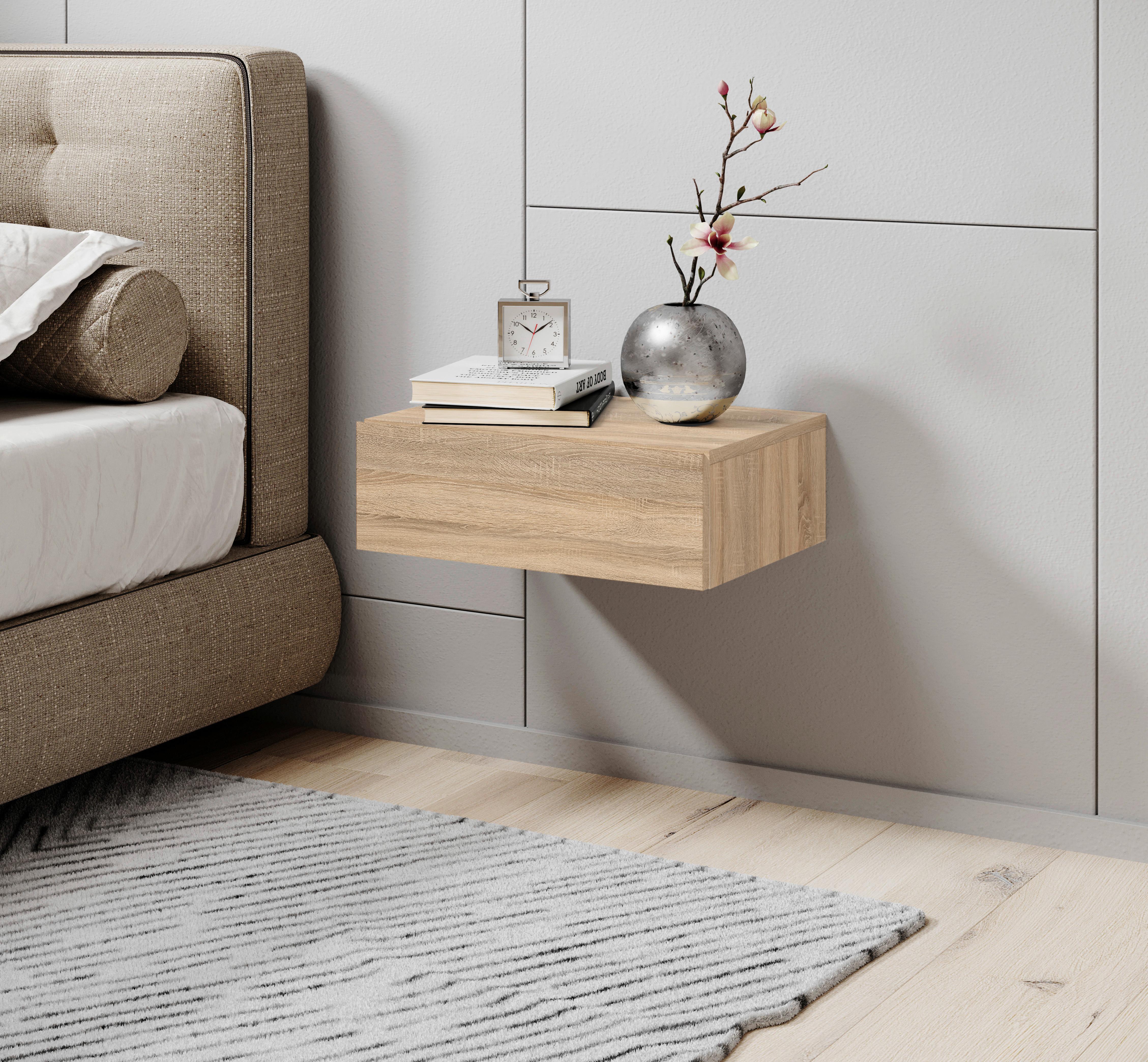 SZAFKA NOCNA TAJO - kolor dębowy/kolor dębu sonoma, Modern, materiał drewnopochodny (42/14/30cm) - Livetastic
