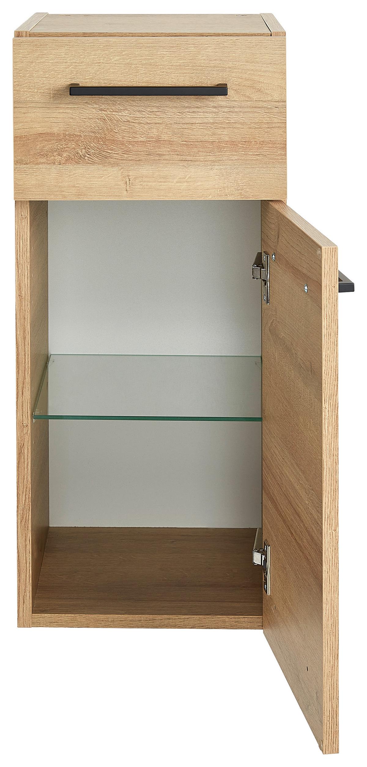Unterschrank Bavelli in Eichefarben - Eichefarben/Schwarz, Modern, Glas/Holzwerkstoff (30/70/32,5cm) - Pelipal