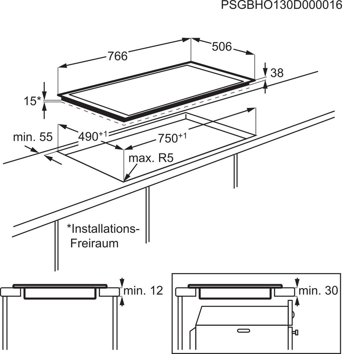 Glaskeramikkochfeld DKEV86458XB - Edelstahlfarben/Schwarz, Basics, Glas/Metall (76,6/50,6cm) - Dieter Knoll