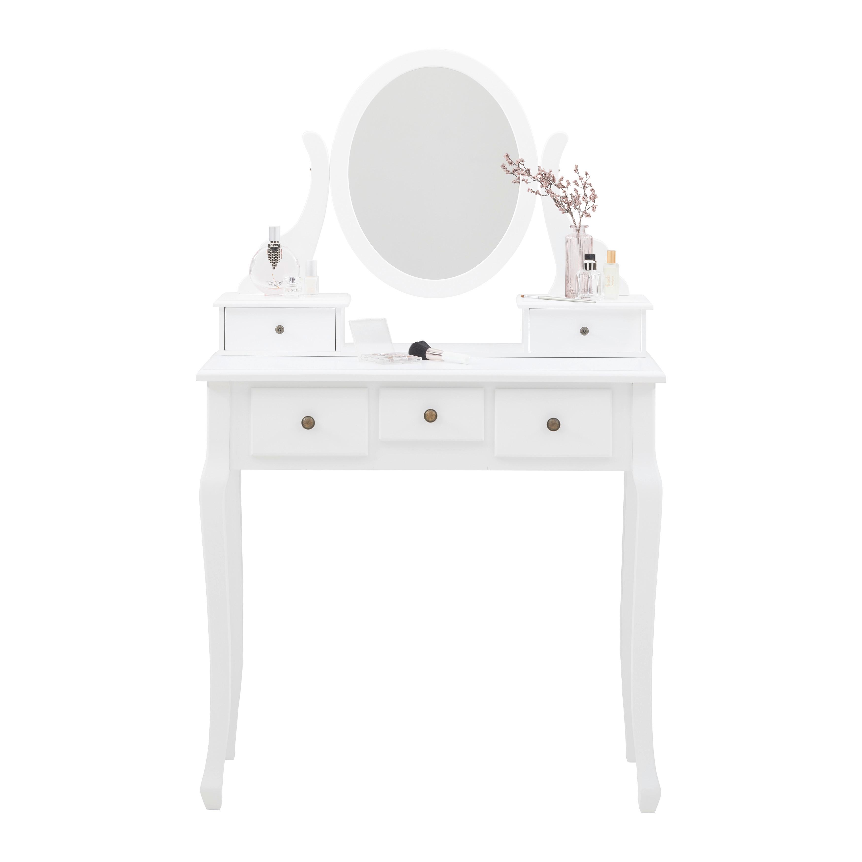 SMINKBORD SARA II - vit/bronsfärgad, Romantik / Lanthus, metall/trämaterial (80/130/40cm) - Mömax