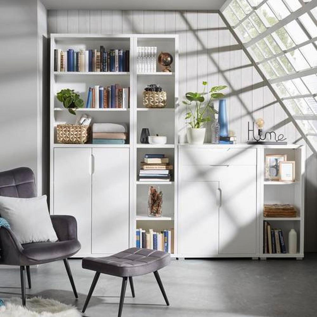 Regal in Weiss Hochglanz - Silberfarben, Modern (43/112/36cm) - Mömax