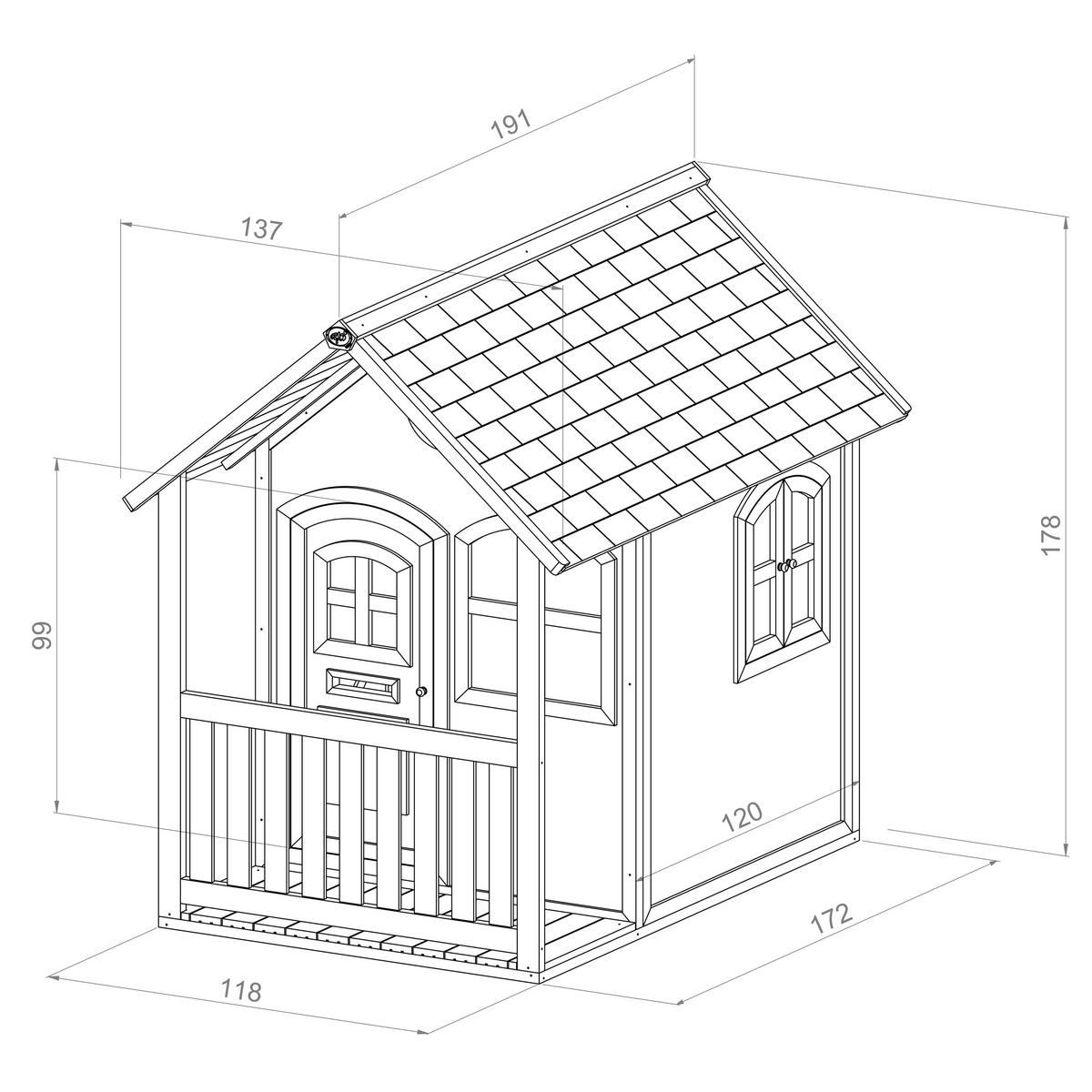 Spielhaus Alex aus Zedernholz - Braun/Weiß, Basics, Holz (137/178/191cm) - Ambia Garden