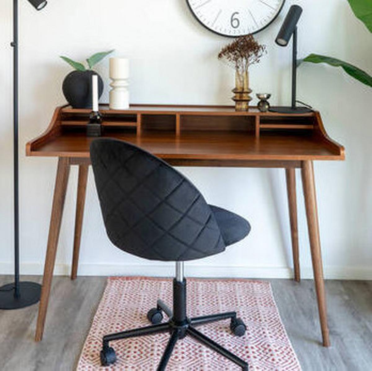 Drehstuhl Geneve Office Chair Schwarz/Chromfarben - Schwarzchrom/Schwarz, MODERN, Kunststoff/Textil (55/73-87/55cm) - MID.YOU