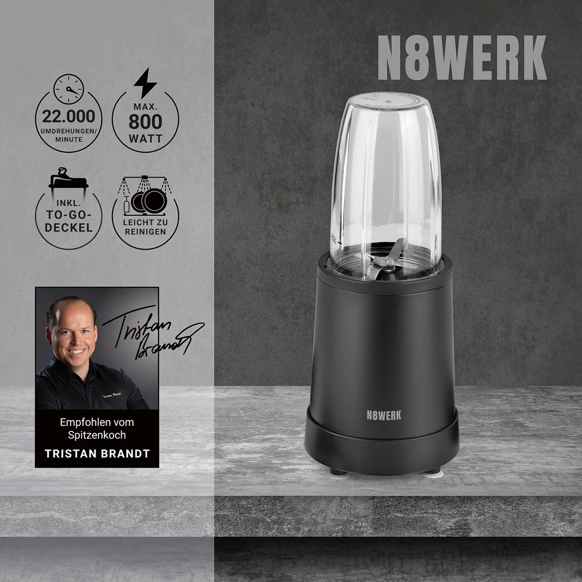 Mixer N8werk - fekete, Modern, műanyag/fém (14,5/36cm)