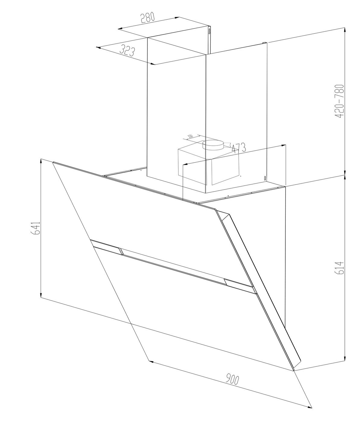 Dunstabzugshaube 9080BZ N Schwarz - Schwarz, Basics, Metall (90/139/48cm) - PKM