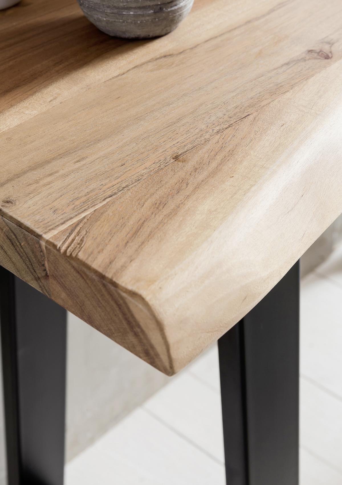 Konsolentisch "Gaya" ca. 120x45 cm, aus Akazie - Schwarz/Akaziefarben, Design, Holz/Metall (120/45/75cm) - MID.YOU