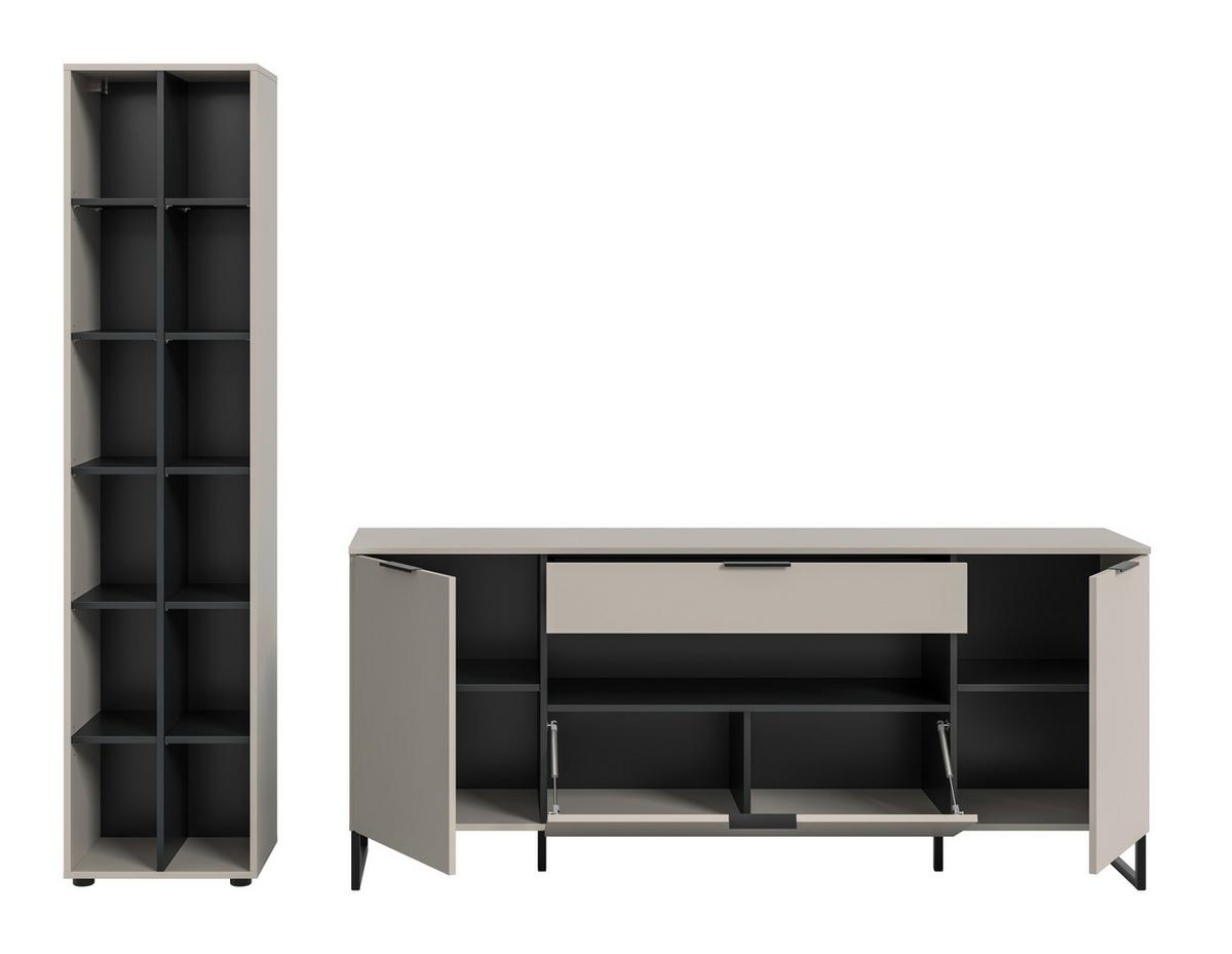 Dnevni Regal Noida, Kašmir, Črna, 2-Delni - kašmir/črna, Design, kovina/leseni material (245/192/41cm) - Livetastic