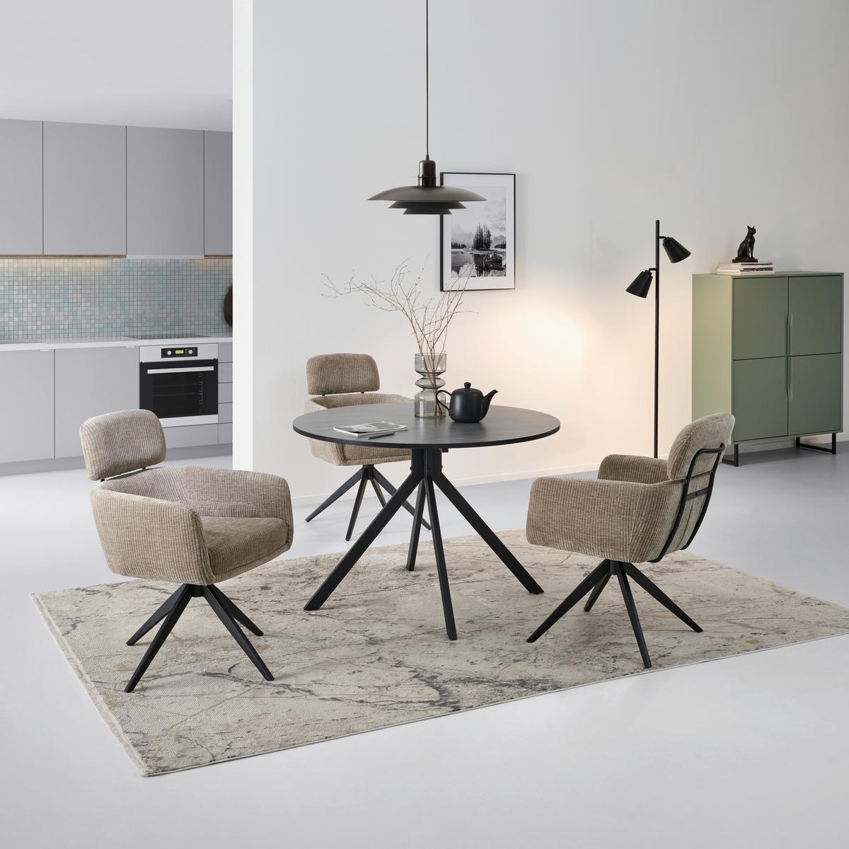 Jedilna Miza Lennox, Siva, Ø 110cm - siva/črna, Konvencionalno, kovina/leseni material (110/110/76cm) - MID.YOU