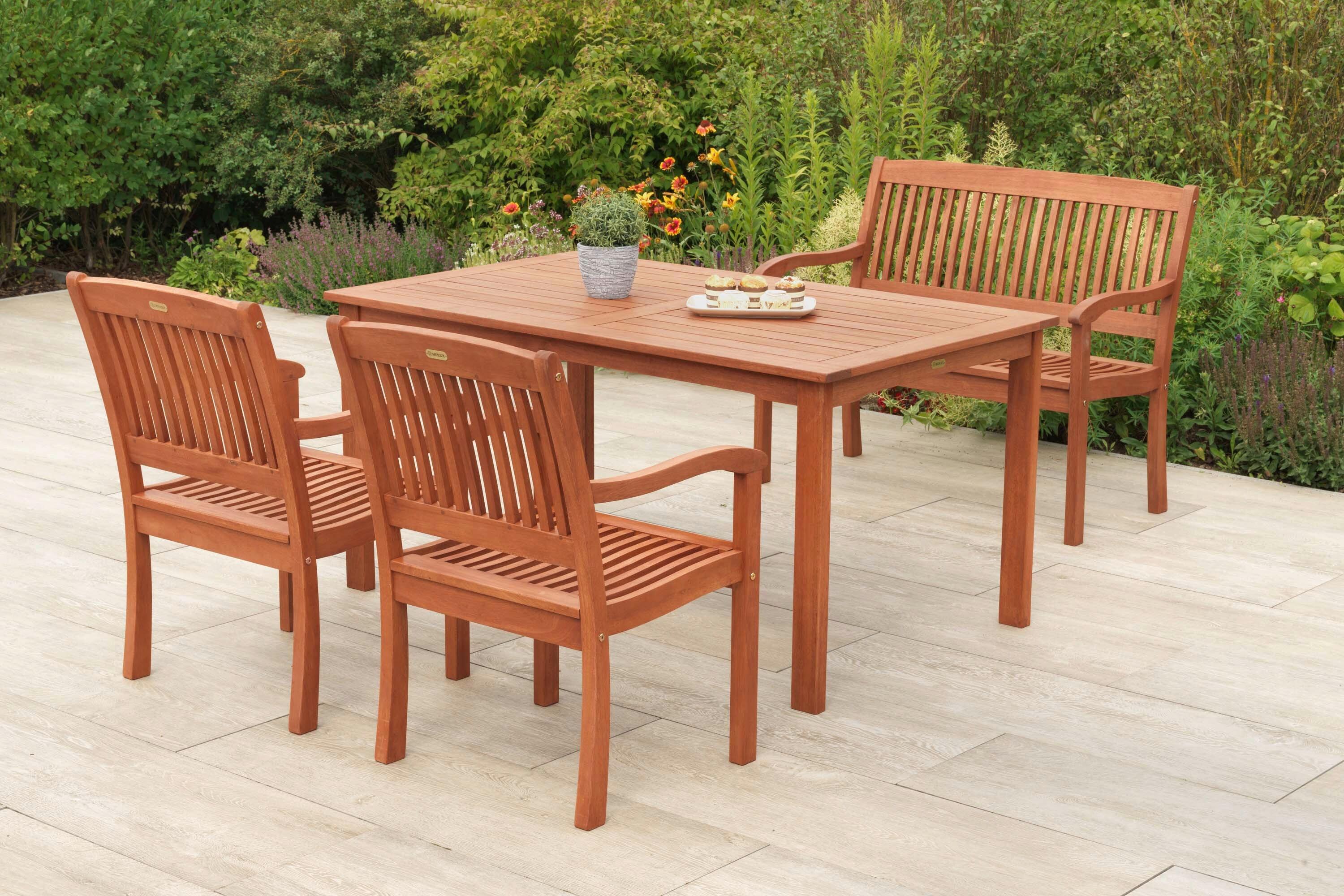 Gartentischgruppe Maracaibo 4-tlg. - Eukalyptusholzfarben, KONVENTIONELL, Holz - Gardenson