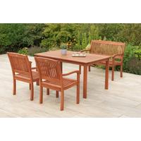 Gartentischgruppe Maracaibo 4-tlg. - Eukalyptusholzfarben, KONVENTIONELL, Holz - Gardenson