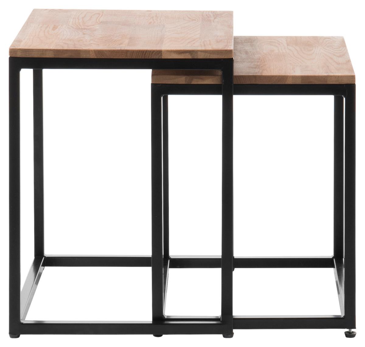 ZESTAW STOLIKÓW KAWOWYCH SAKURA - kolor dębowy/kolor naturalny, Modern, metal/drewno (45-50/45-50/37-40cm) - Xora