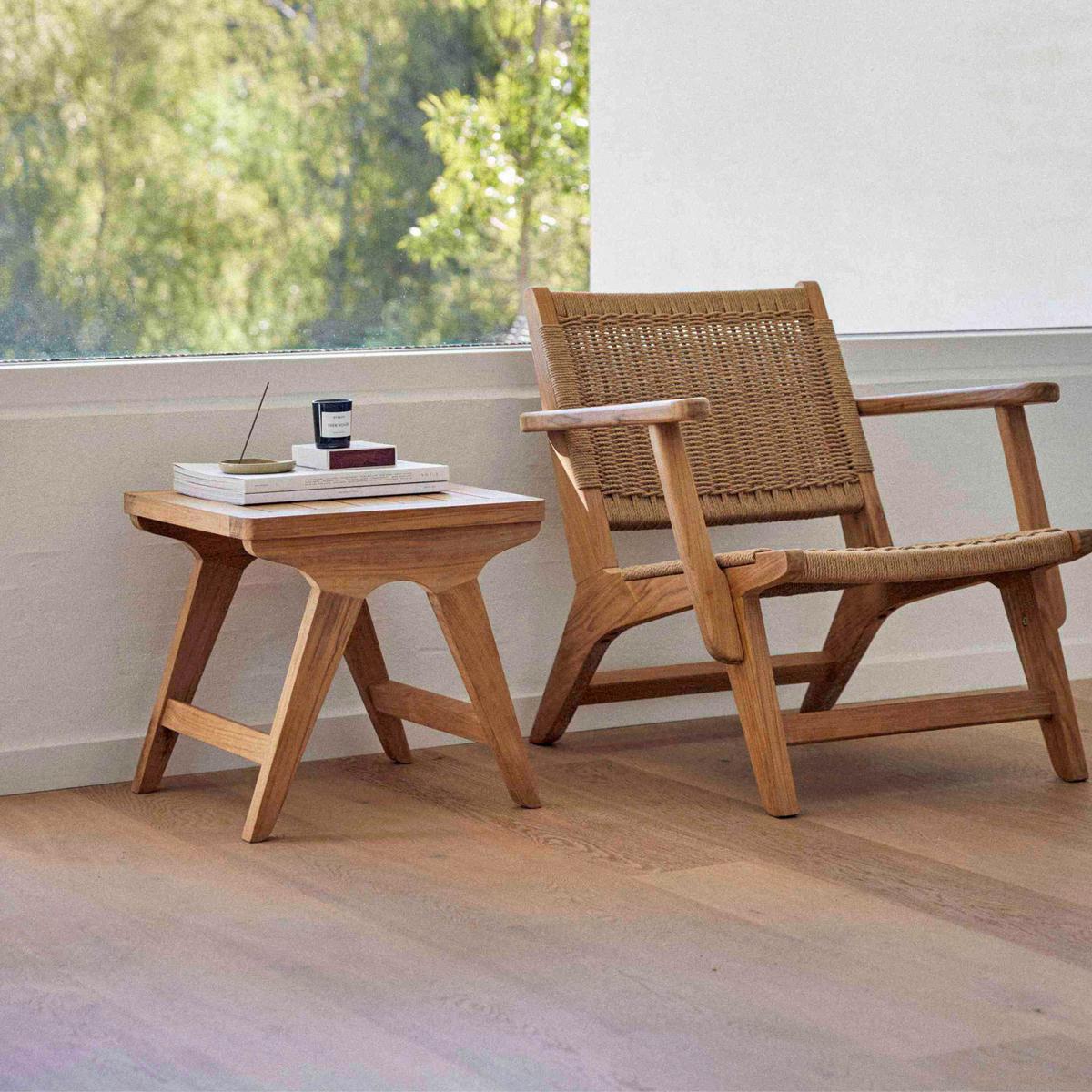 Loungetisch Eya T - Naturfarben/Teakfarben, Natur, Holz (45/45/42cm) - Gardenson