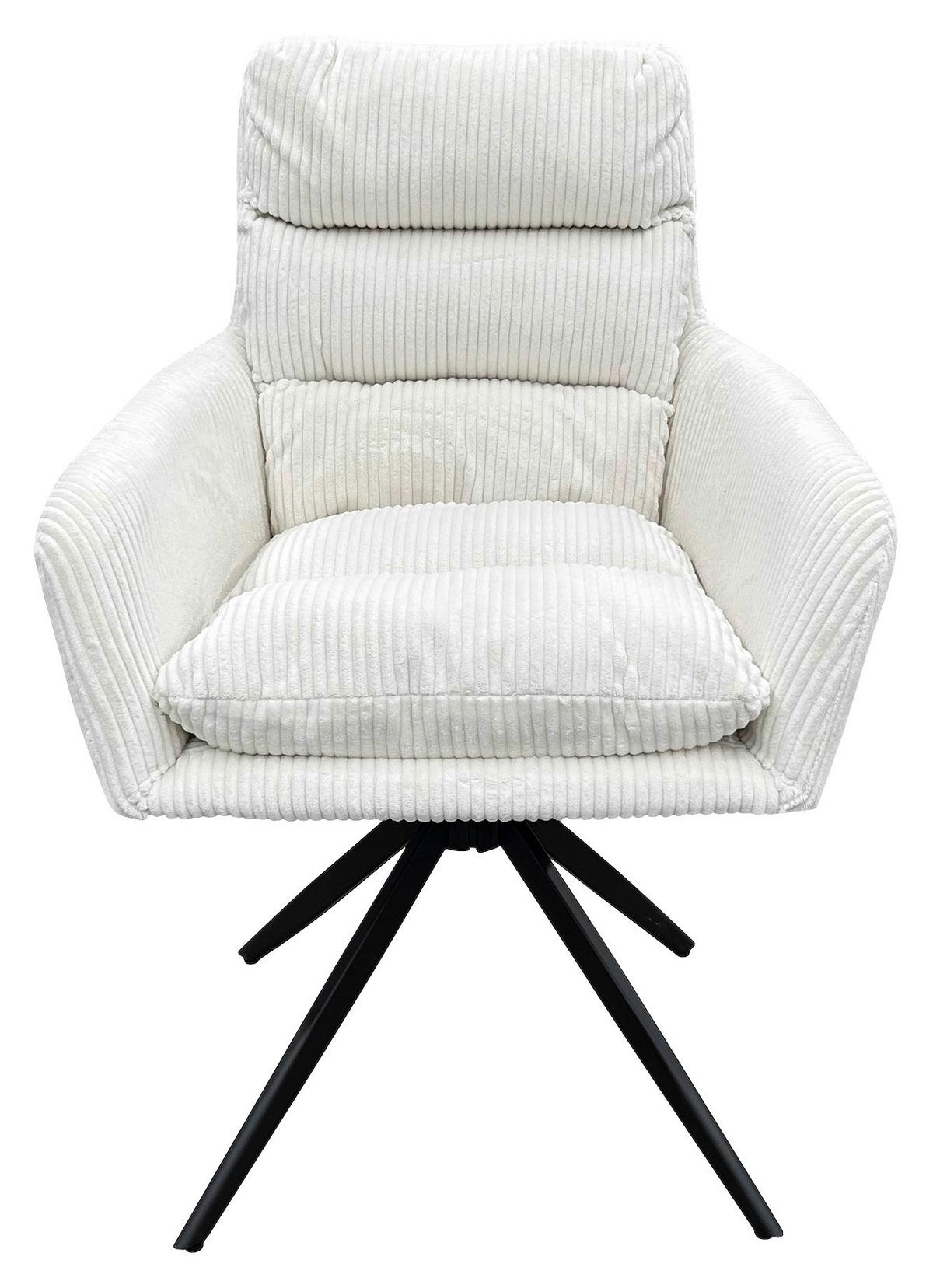 Armlehnstuhl-Set Pura 2er-Set Weiß - Schwarz/Weiß, Design, Textil/Metall (58/88/64cm) - MID.YOU