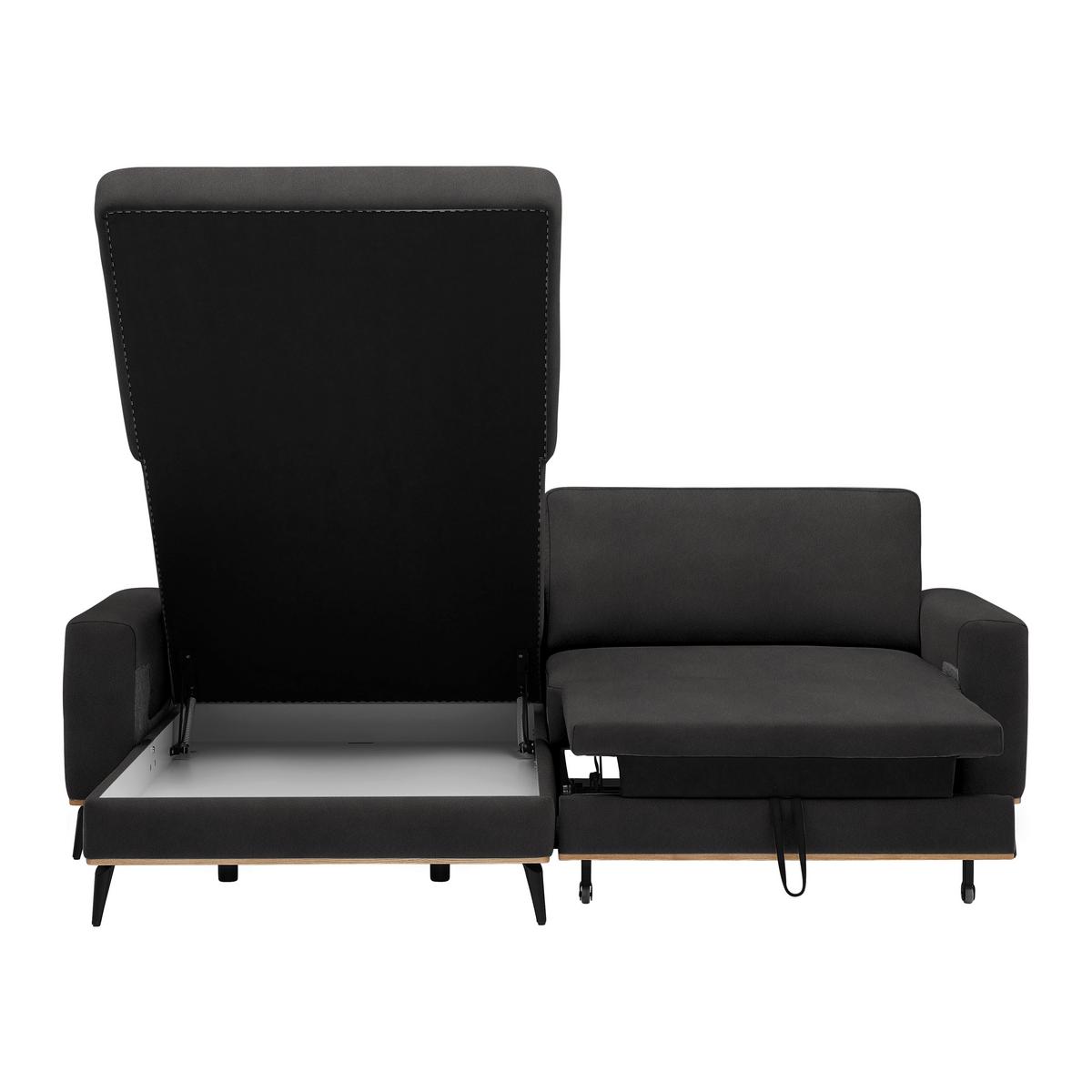Wohnlandschaft Romeo Dunkelgrau - Dunkelgrau/Schwarz, KONVENTIONELL, Textil/Metall (167/87/234cm) - Zandiara
