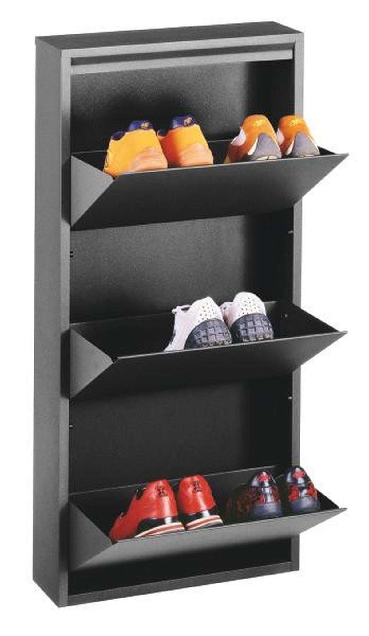 Billenős Cipősszekrény Black 3 - fekete, Design, fém (50/105/15cm)