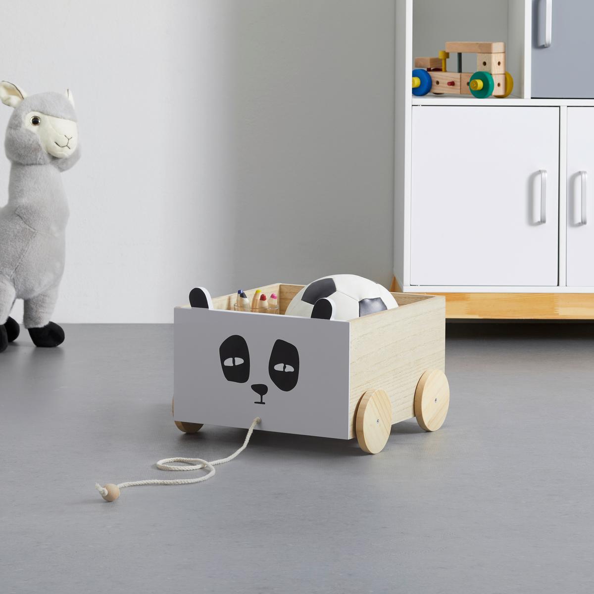 Spielzeugkiste Lanny Grau Echtholz/MDF mit Rollen - Naturfarben/Grau, MODERN, Holz (32/23/30cm) - Bessagi Kids