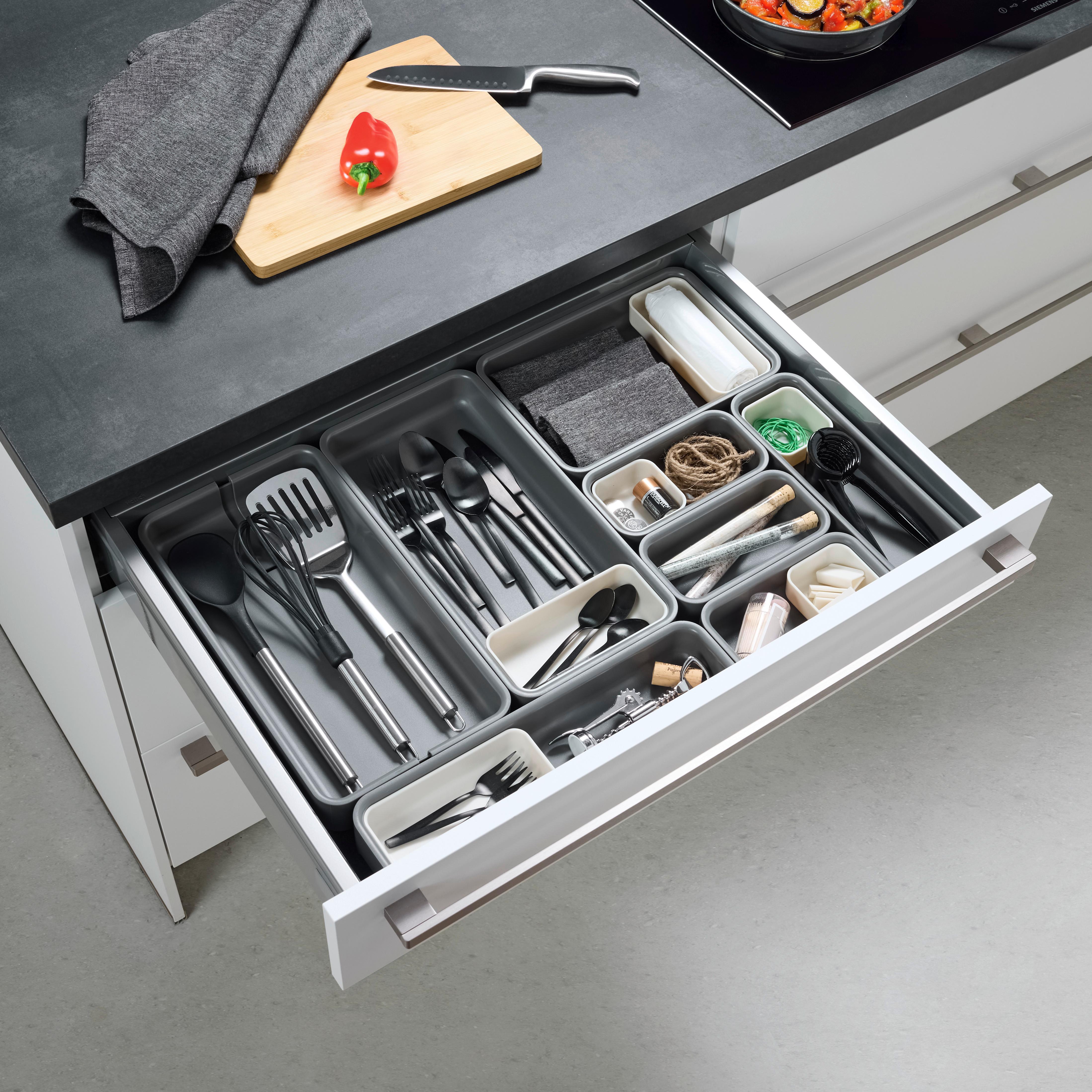Besteckeinsatz Lis Grau - Weiß, MODERN, Kunststoff (7,6/7,6/3,4cm) - Mömax