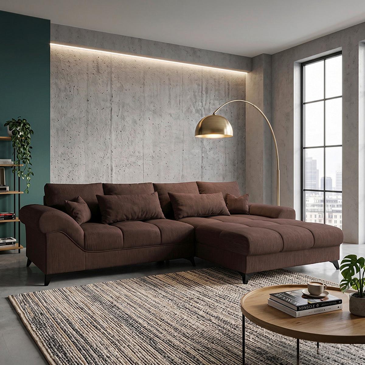 Ecksofa Noah Dunkelrot - Schwarz/Dunkelrot, MODERN, Holzwerkstoff/Kunststoff (295/195cm) - Based