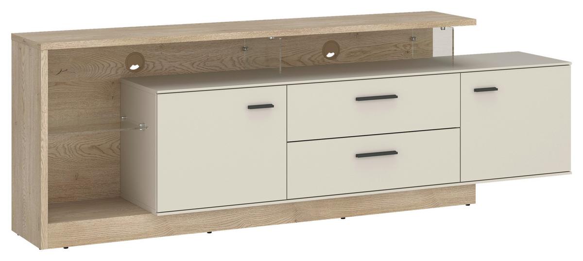 Tv-element Meolo, Kašmir, Barva Hrasta - kašmir/črna, Moderno, umetna masa/steklo (191,5/65,5/40cm)