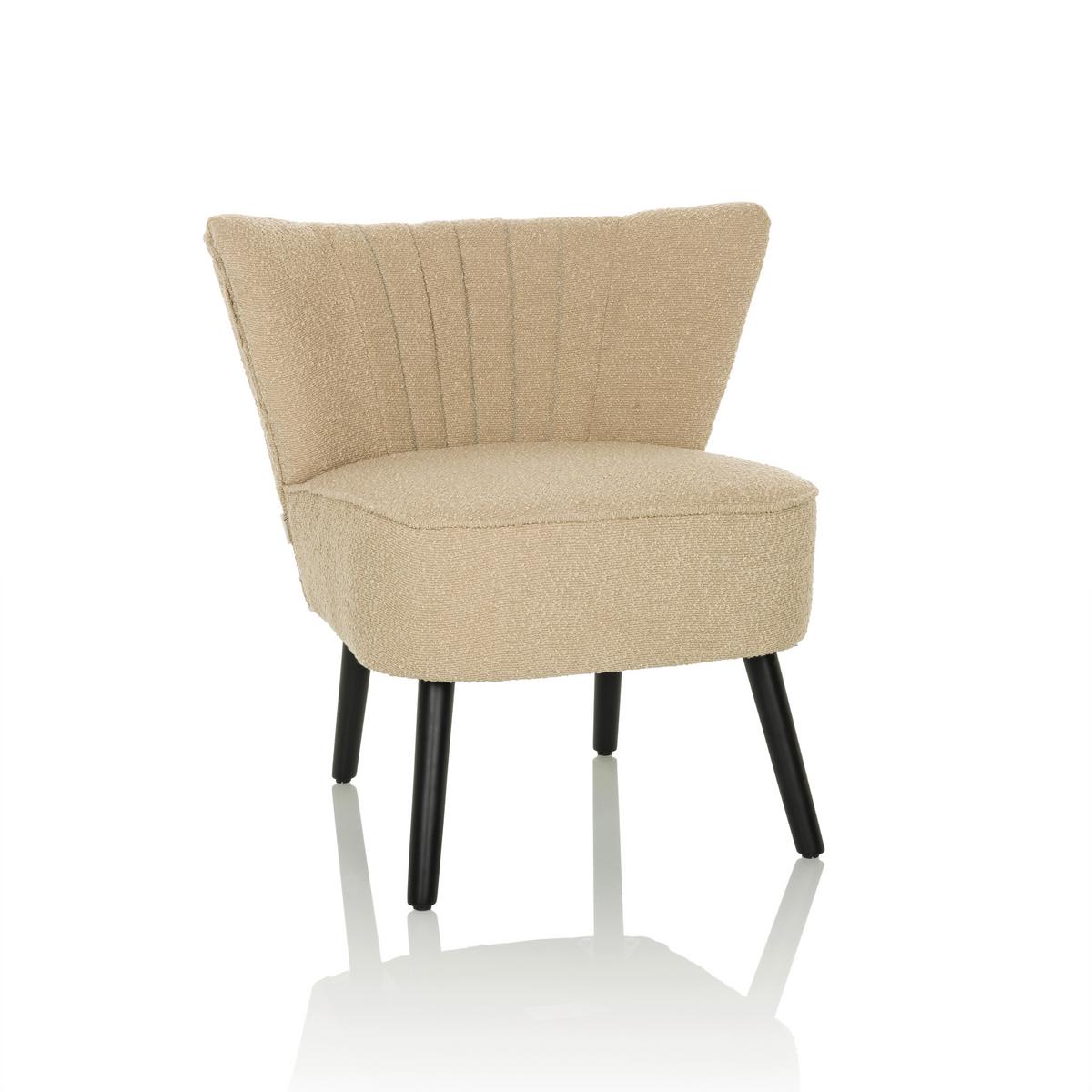 Naslanjač Maniso, Bež - črna/bež, Moderno, tekstil/les (72/77/65cm) - MID.YOU