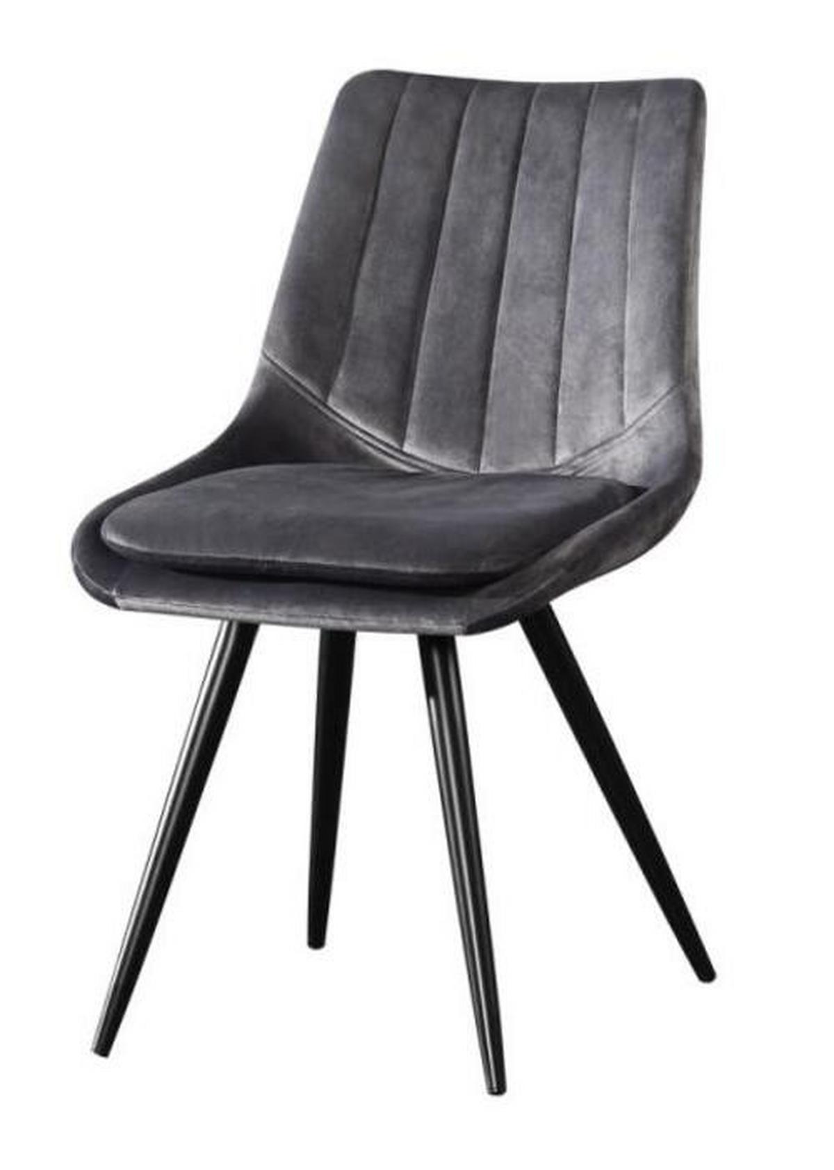 Stuhl Joy Dunkelgrau Samt Gepolstert - Dunkelgrau/Schwarz, MODERN, Holz/Textil (49/82/55cm) - Bessagi Home