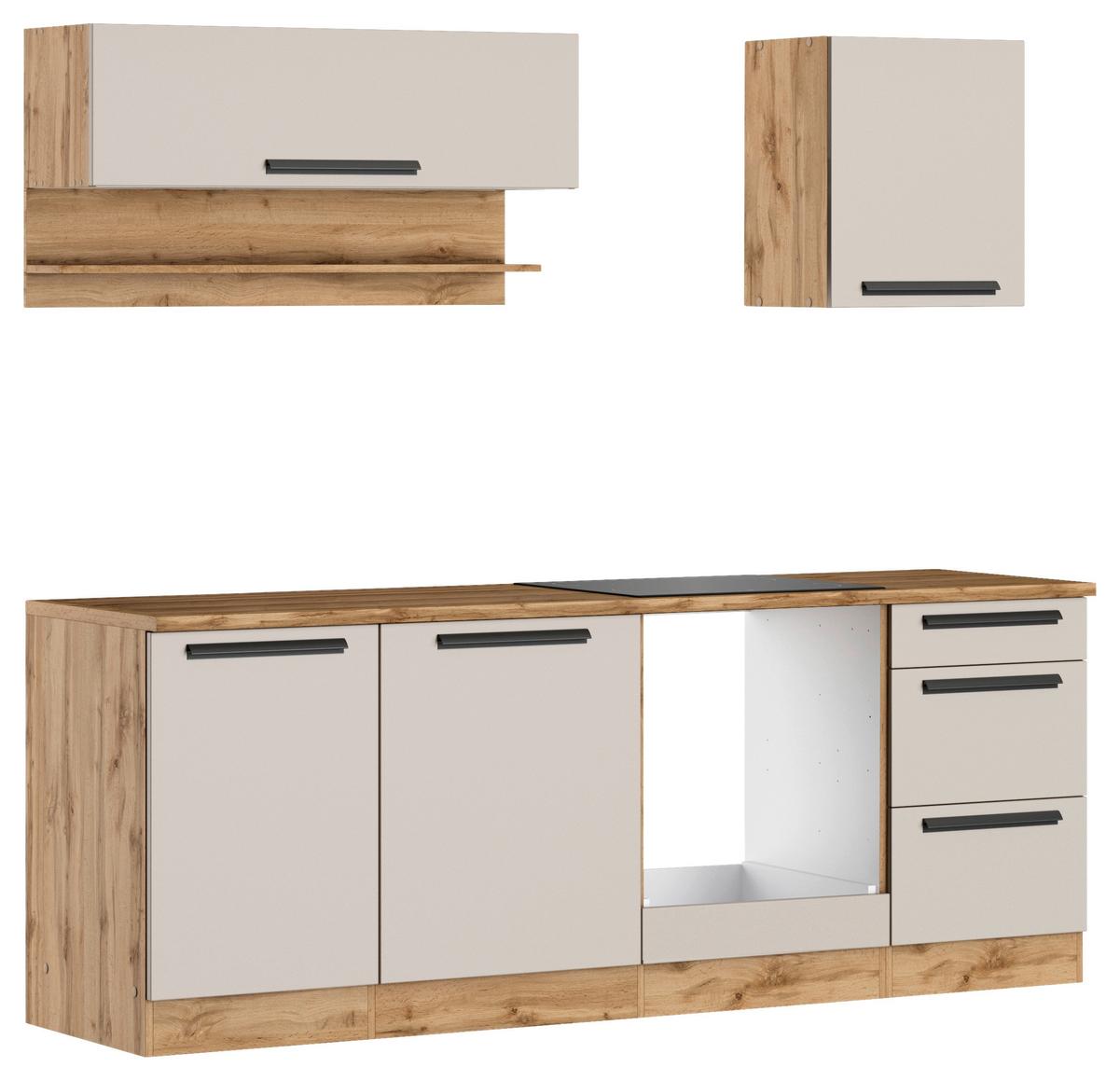 Küchenleerblock Aveiro o. Geräte Kaschmir - Kaschmir/Eiche Wotan, Trend, Holzwerkstoff/Metall (220cm) - Held