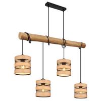 Hängeleuchte Soeni in Schwarz/Braun max. 40 Watt - Dunkelbraun/Schwarz, Design, Holz/Holzwerkstoff (85/15/120cm) - Globo