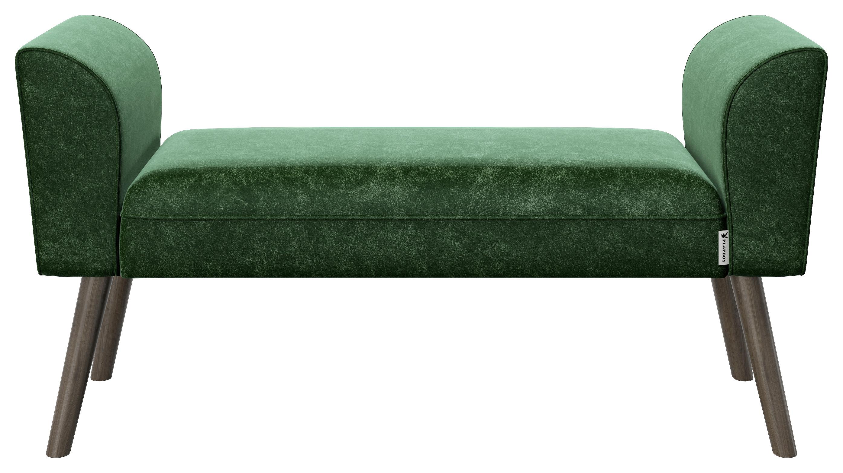 PLAYBOY Hockerbank Tiffany Samt Grün H: 54,50 cm - Walnussfarben/Grün, MODERN, Holz/Textil (92.7/54,5/30cm) - Playboy