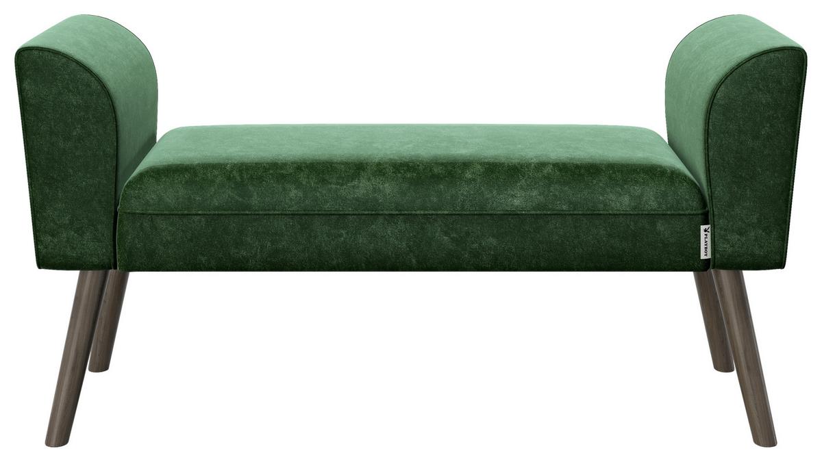 PLAYBOY Hockerbank Tiffany Samt Grün H: 54,50 cm - Walnussfarben/Grün, MODERN, Holz/Textil (92.7/54,5/30cm) - Playboy
