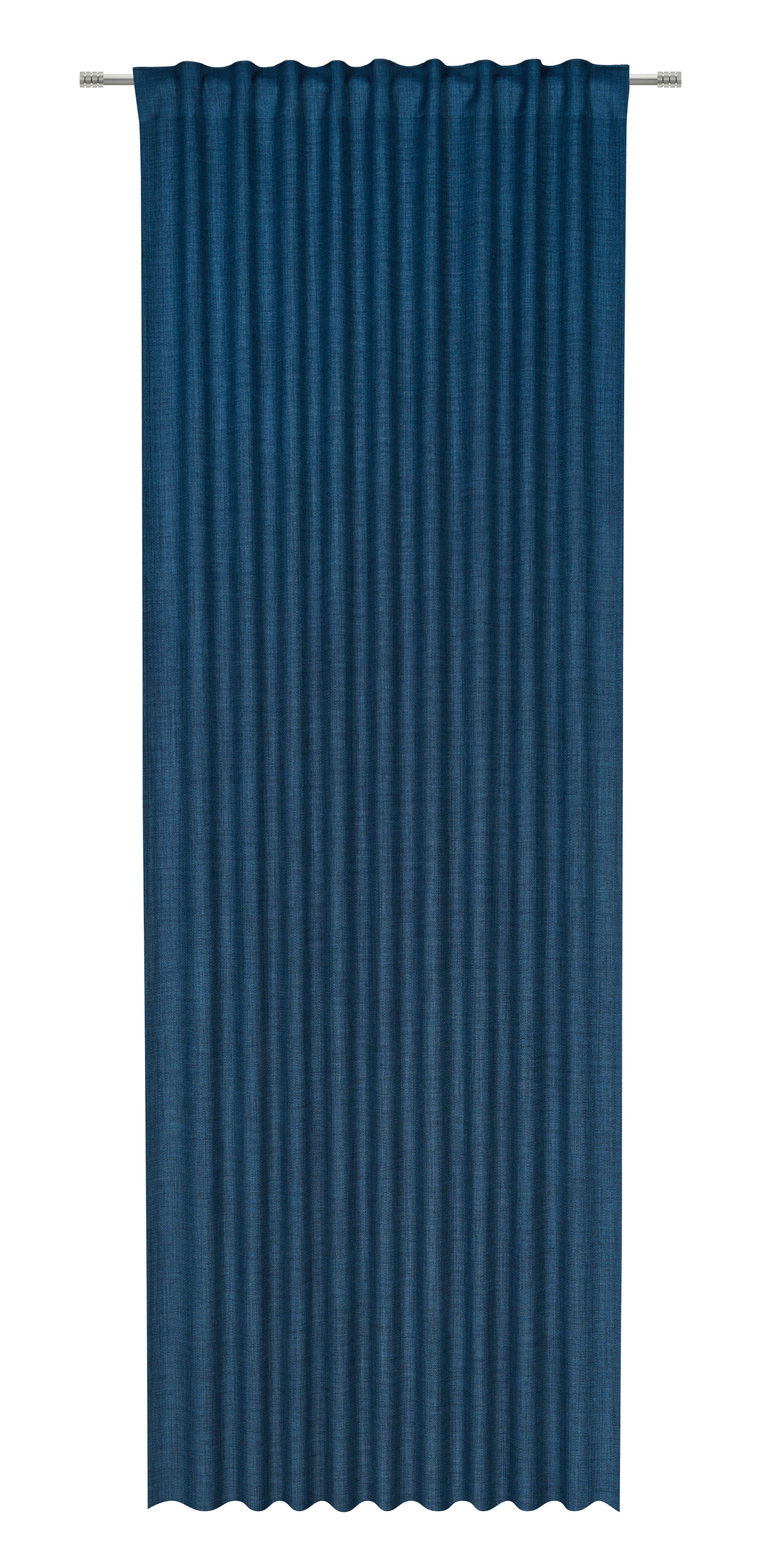 Fertigvorhang Leo Nachtblau ca. 135x300cm - Blau, MODERN, Textil (135/300cm) - Premium Living