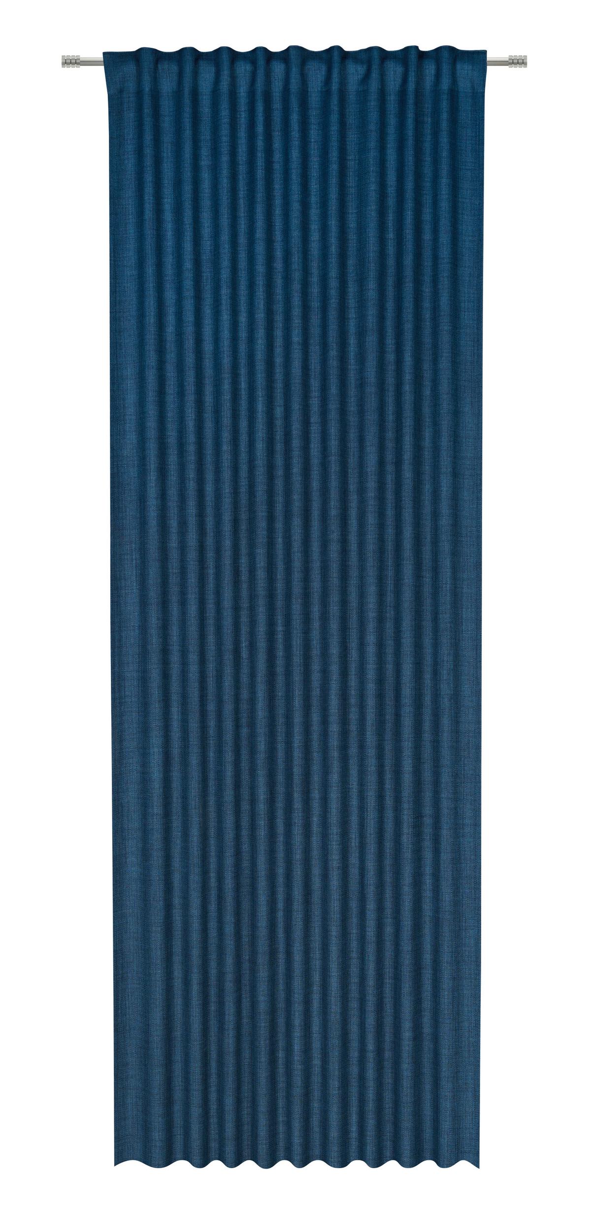 Fertigvorhang Leo Nachtblau ca. 135x300cm - Blau, MODERN, Textil (135/300cm) - Premium Living