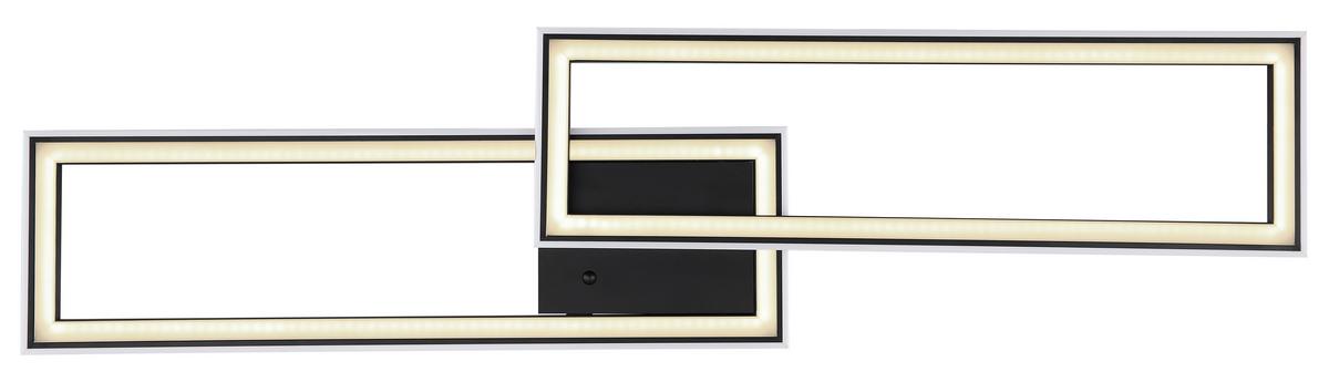 LED-DECKENLEUCHTE 67365 - Opal/Schwarz, Design, Kunststoff/Metall (94,5/24/5,5cm) - Globo