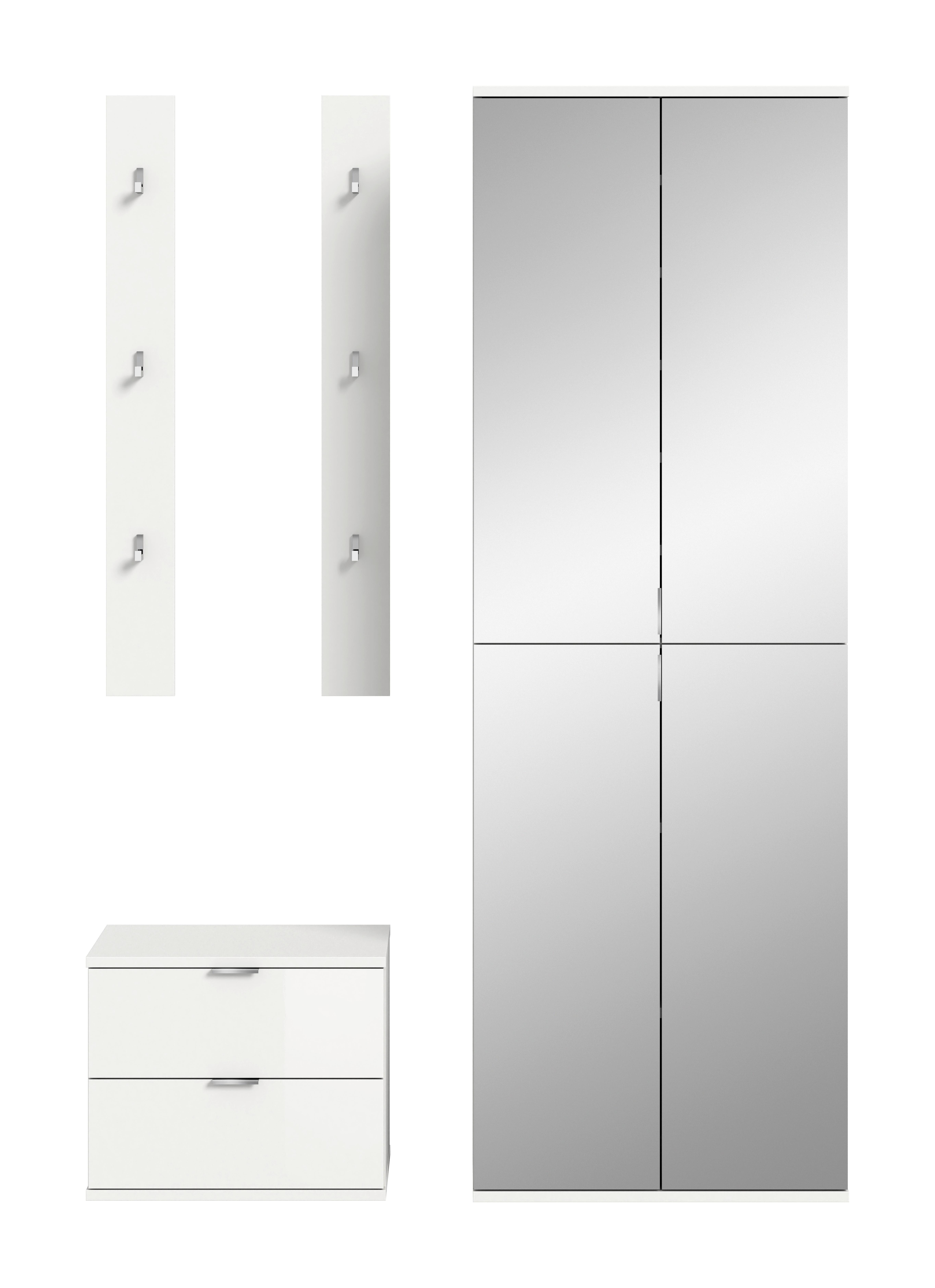 GARDEROBE PROJEKT X - Weiss Hochglanz/Weiss, Design, Holzwerkstoff (128/193/34cm) - Livetastic
