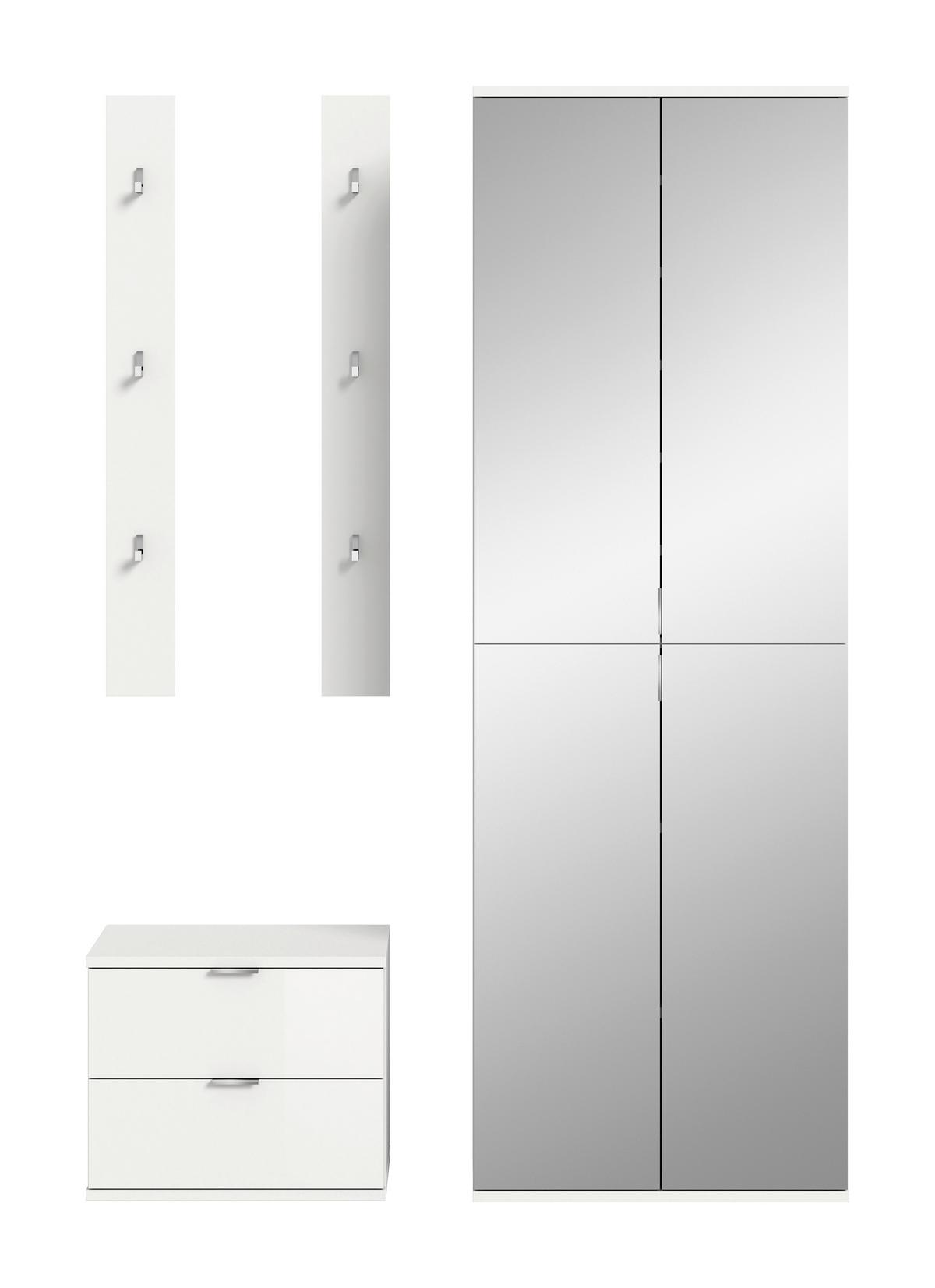 GARDEROBE PROJEKT X - Weiss Hochglanz/Weiss, Design, Holzwerkstoff (128/193/34cm) - Livetastic