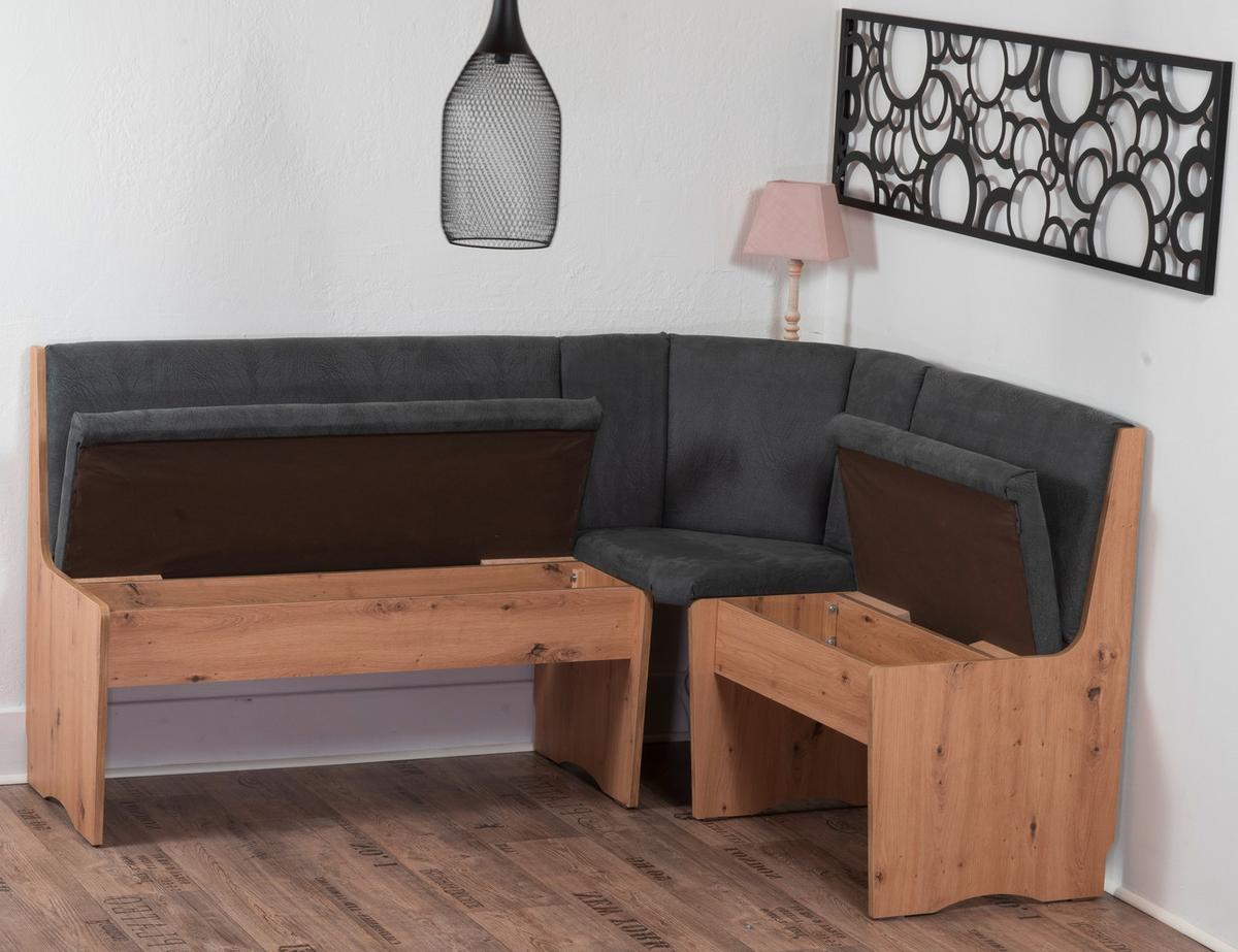 Eckbank Duisburg Grau/Eiche Artisan - Eiche Artisan/Grau, KONVENTIONELL, Holzwerkstoff/Textil (165/89/125cm) - P & B