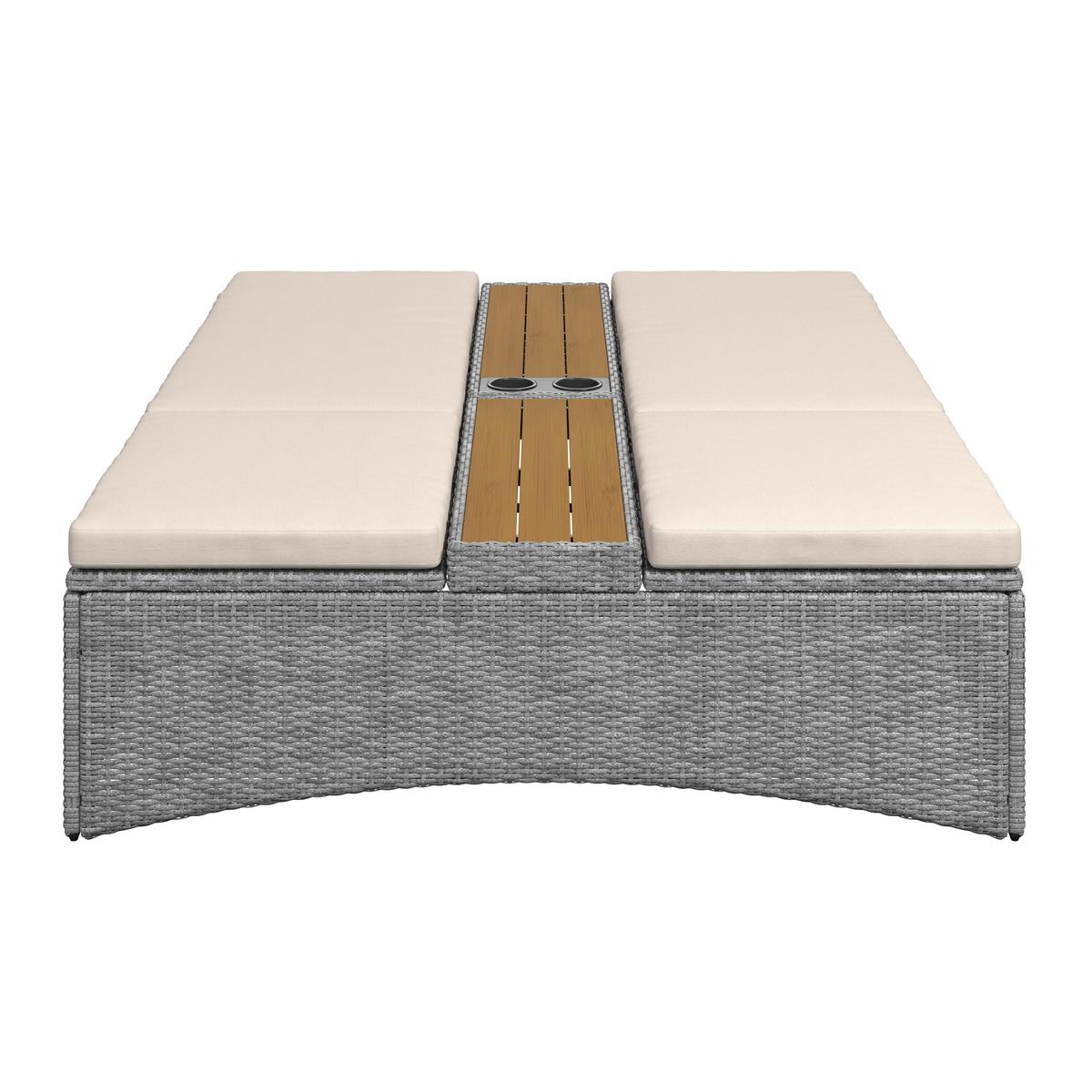 Gartenliege Monero Creme Holz/Metall/Kunststoff - Creme, MODERN, Holz/Kunststoff (203/155/150cm) - Bessagi Garden