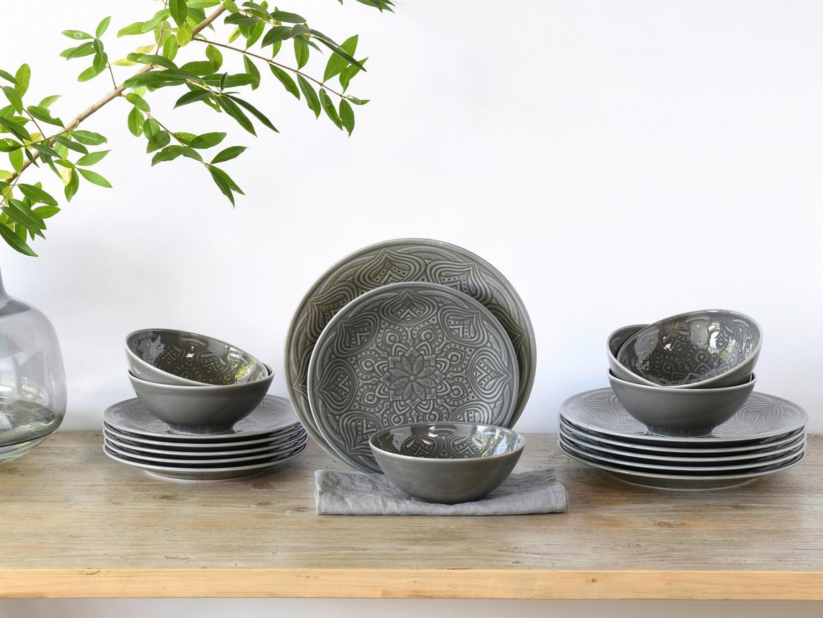 Jedilni Servis Orient Mandala, 18-Delni - siva, Basics, keramika - Creatable