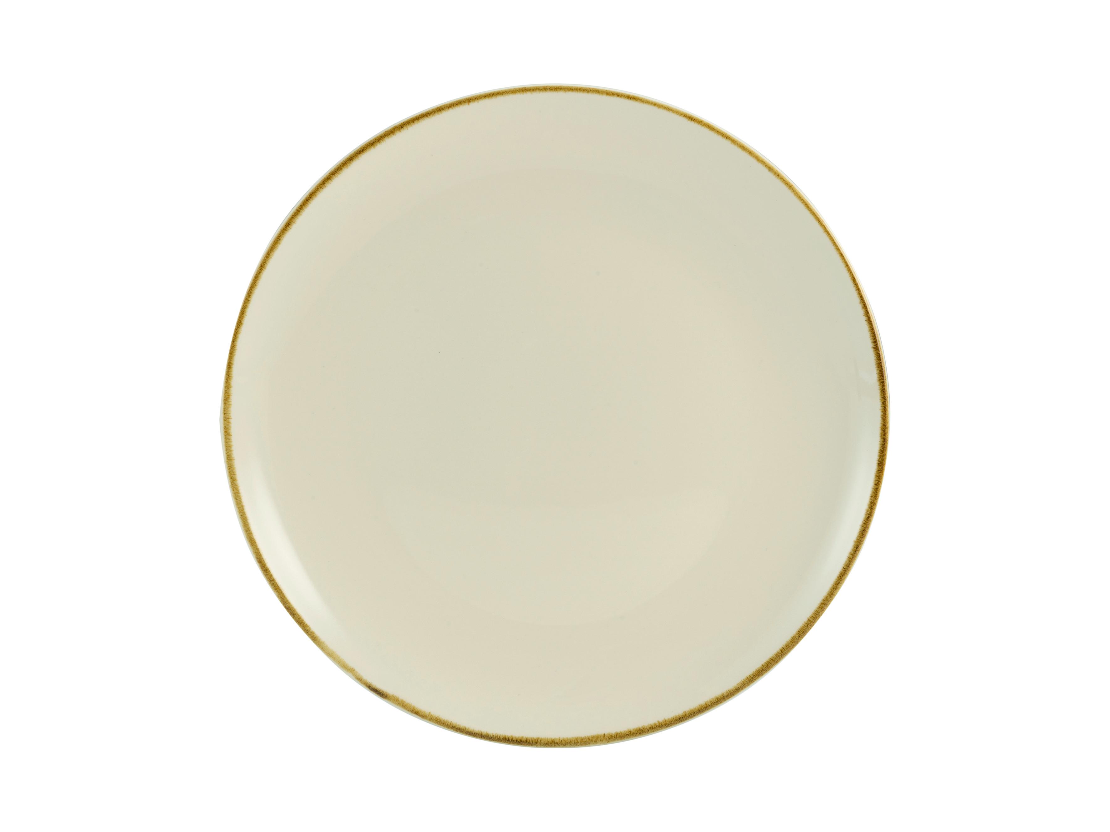 TALERZ DESEROWY LINEN - kremowy/biały, ceramika (22/22/2,5cm) - Premium Living