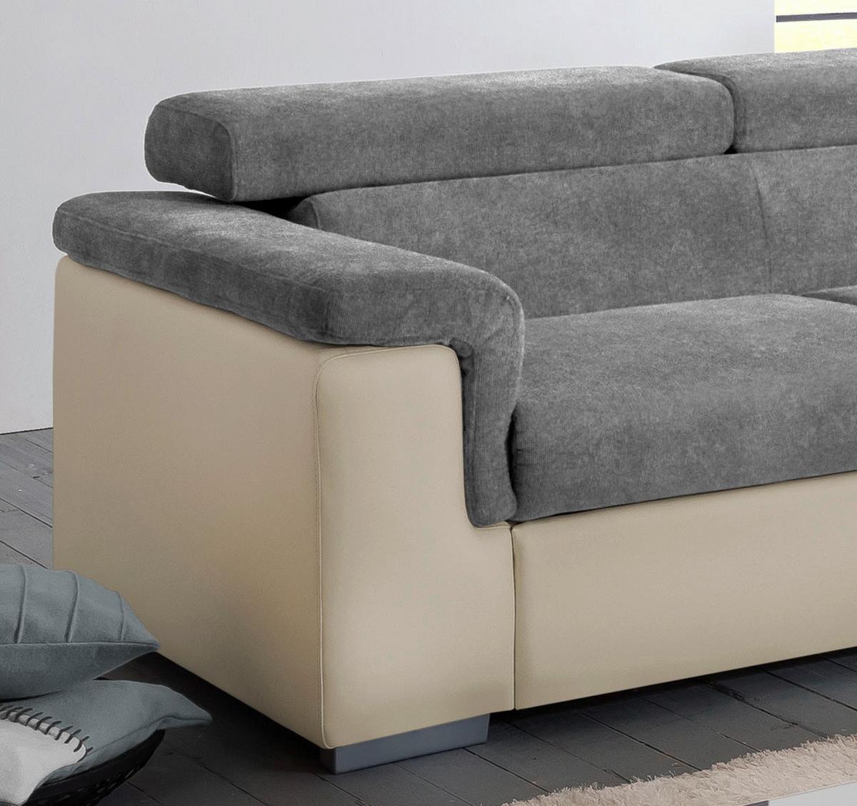 Wohnlandschaft Milla Anthrazit/Braun ca. 252x217 cm - Anthrazit/Braun, Basics, Holz/Textil (252/217cm) - MID.YOU