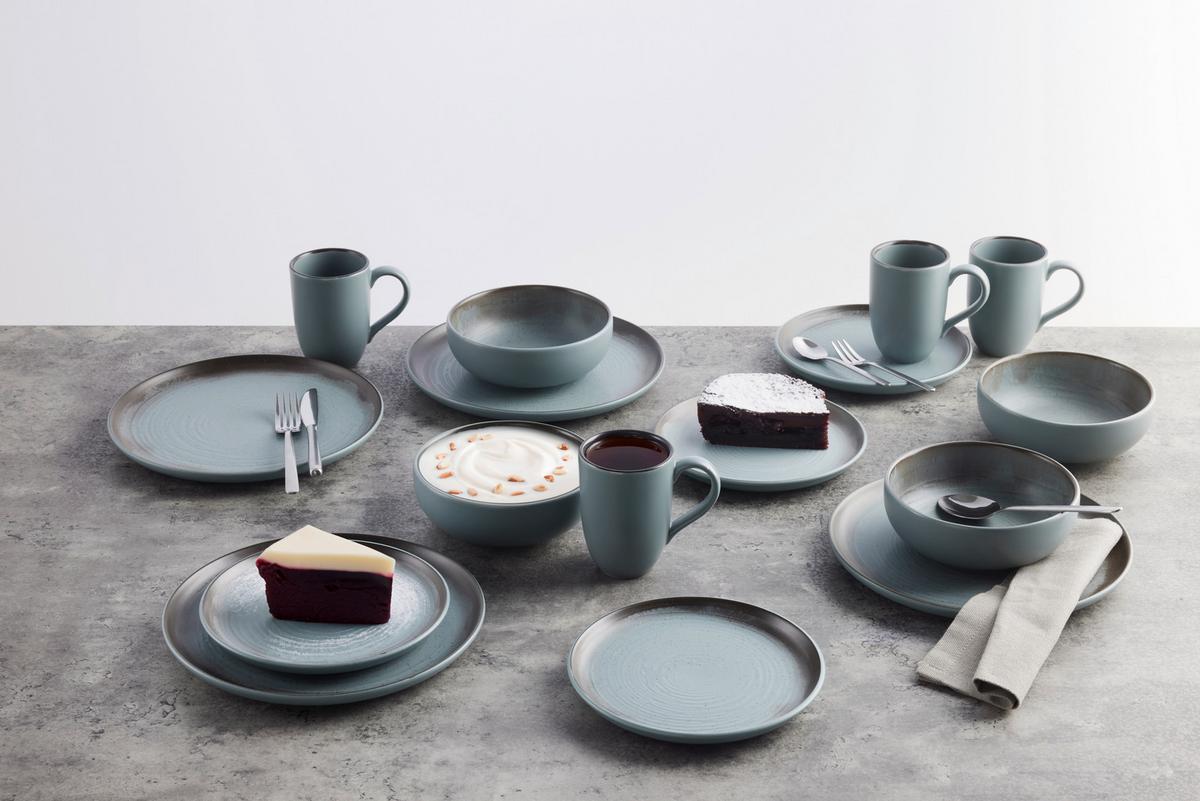 Kombiservice Gizzy Grün/Schwarz, 16-teilig - Schwarz/Grün, MODERN, Keramik - Mömax