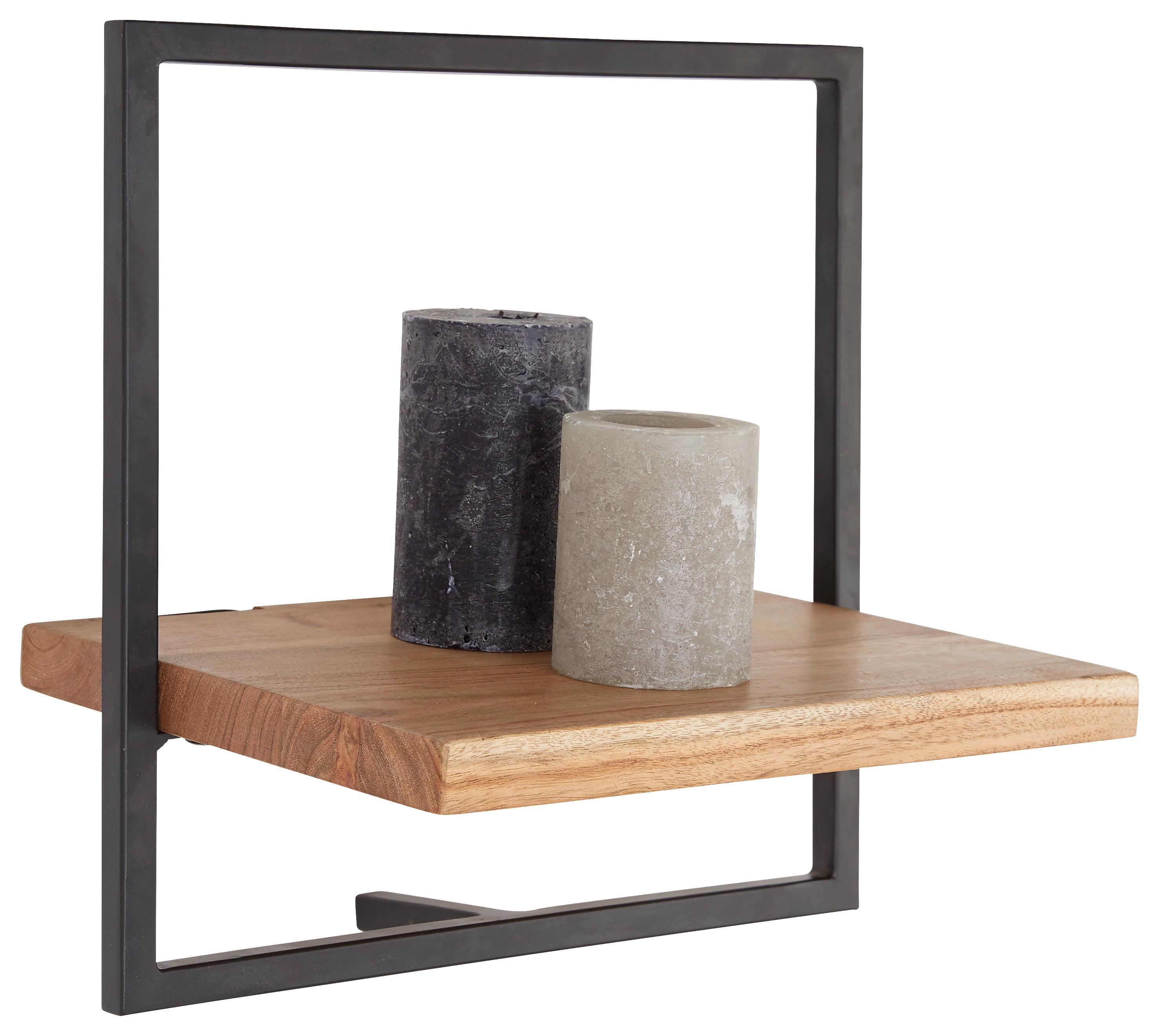 VÄGGHYLLPLAN ALIA -SB- - svart/akaciefärgad, Modern, metall/trä (35/35/25cm) - Mömax