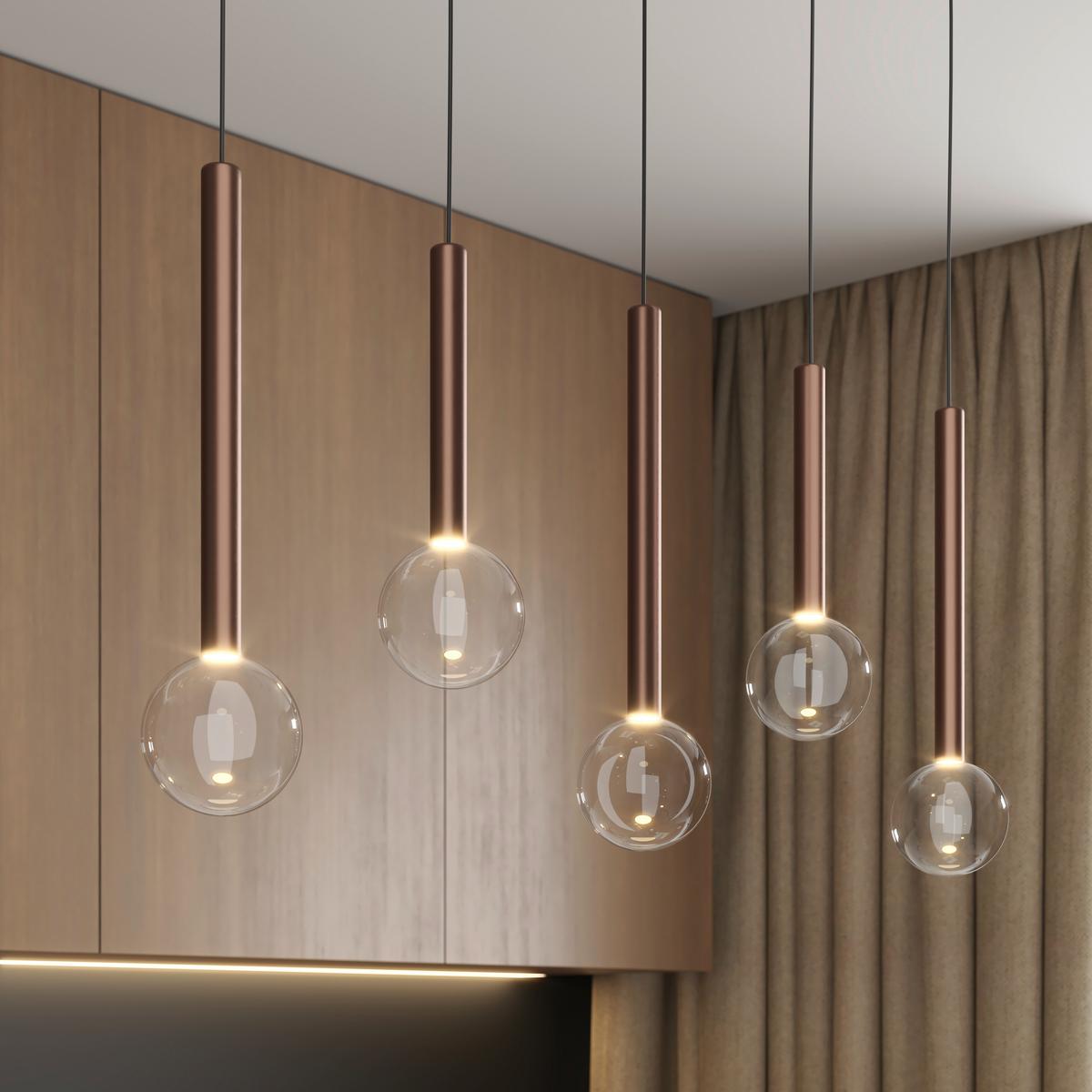 LAMPA WISZĄCA LED GLASGOW *DK* - przejrzysty/czarny, Design, metal/szkło (90/10/180cm) - Dieter Knoll