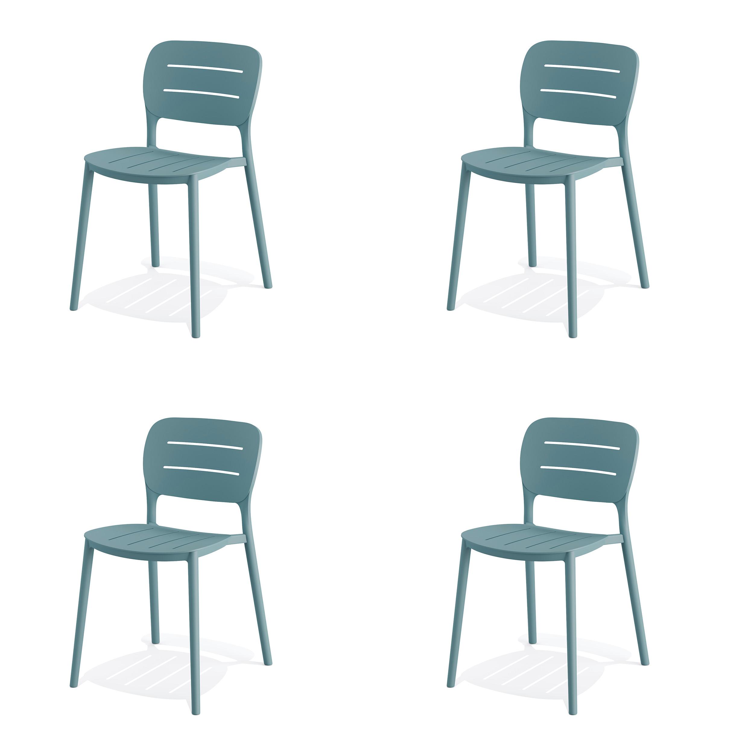 Stapelsessel 4er-Set in Blau Kunststoff - Blau, MODERN, Kunststoff (46/79/53cm) - Gardenson