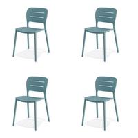 Stapelsessel 4er-Set in Blau Kunststoff - Blau, MODERN, Kunststoff (46/79/53cm) - Gardenson
