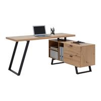 Eckschreibtisch Carmelo II in Schwarz/Eichefarben - Eichefarben/Schwarz, MODERN, Holzwerkstoff/Metall (150/75/120cm) - Mömax
