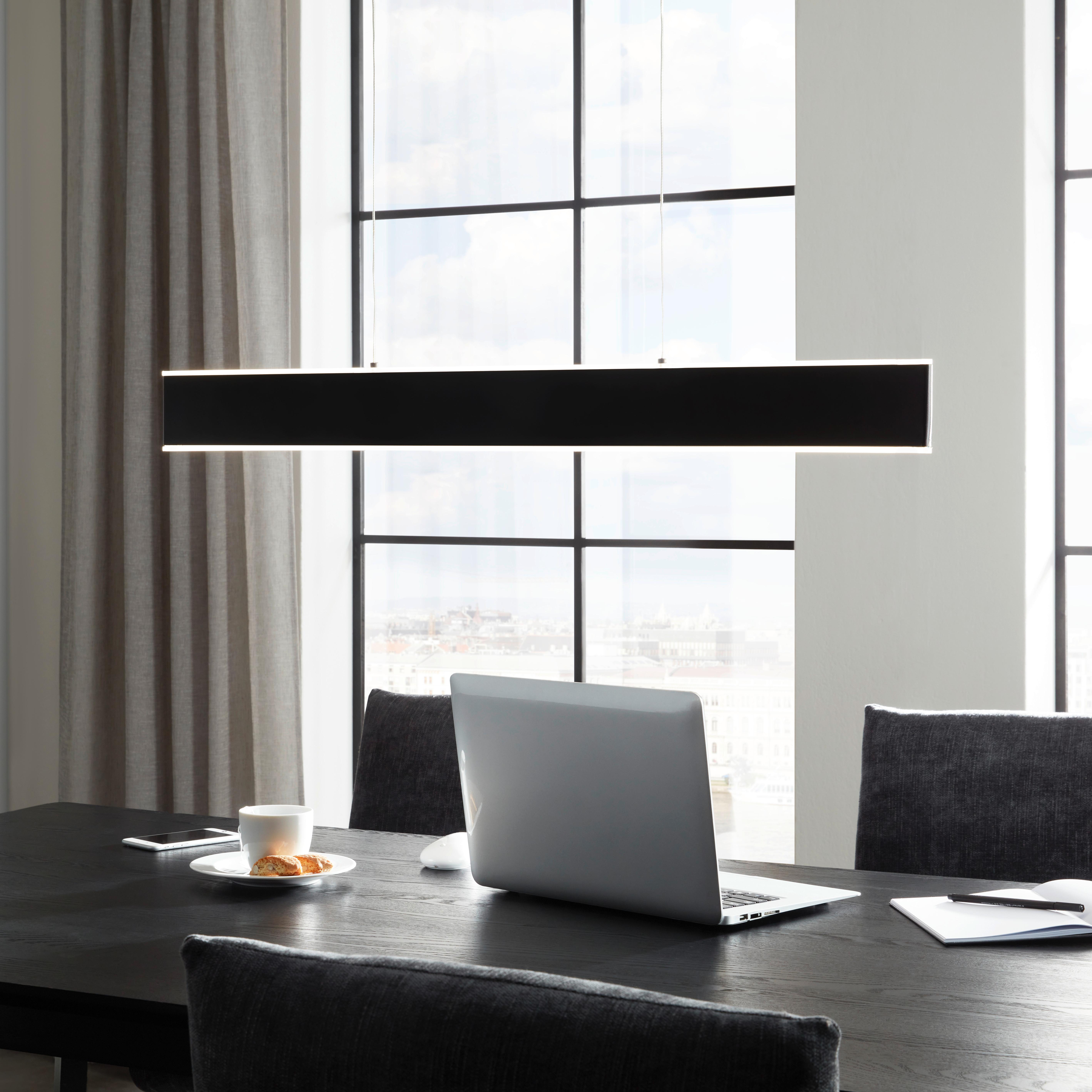 LED Függőlámpa Saki - fekete, Modern, műanyag/fém (90cm) - Premium Living