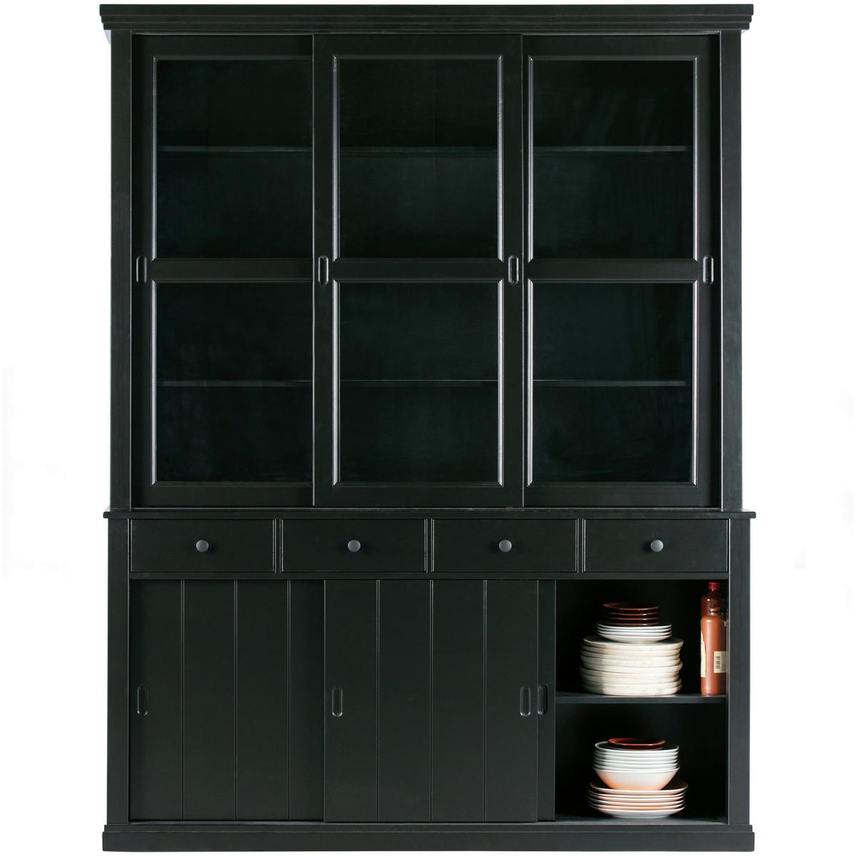 Vitrine Lagos Schwarz - Schwarz, Design, Glas/Holz (166/214/48cm) - Livetastic