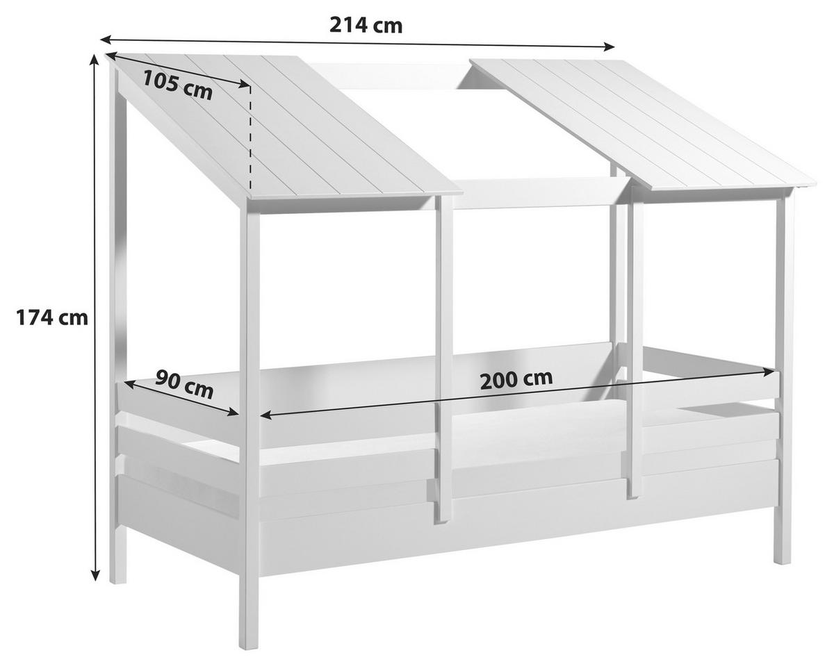 HAUSBETT Housebed 90x200 cm Weiß - Weiß, KONVENTIONELL, Holzwerkstoff (90/200cm) - MID.YOU